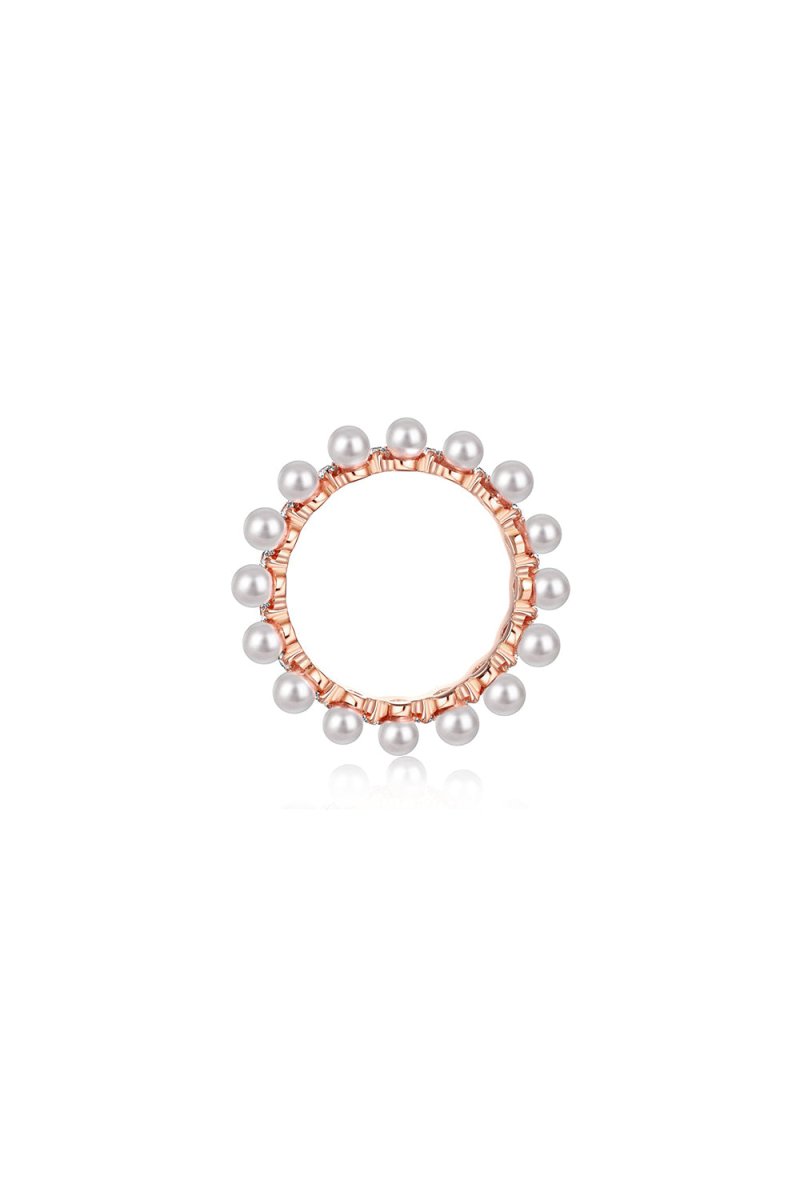 925 Sterling Silver Full Pearl 5A Cubic Zirconia Crown Shaped Ring