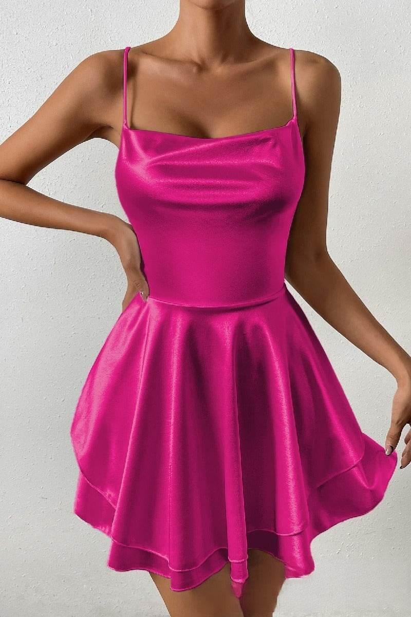 Short Mini Spaghetti Spandex Satin Cocktail Guest Dresses 911969027491