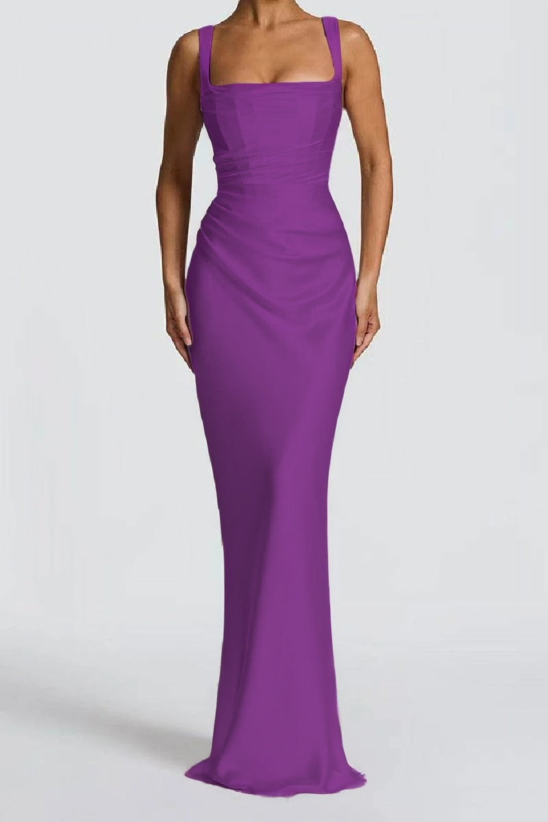 Sheath-Column Maxi Satin Formal Evening Dresses 971343877638