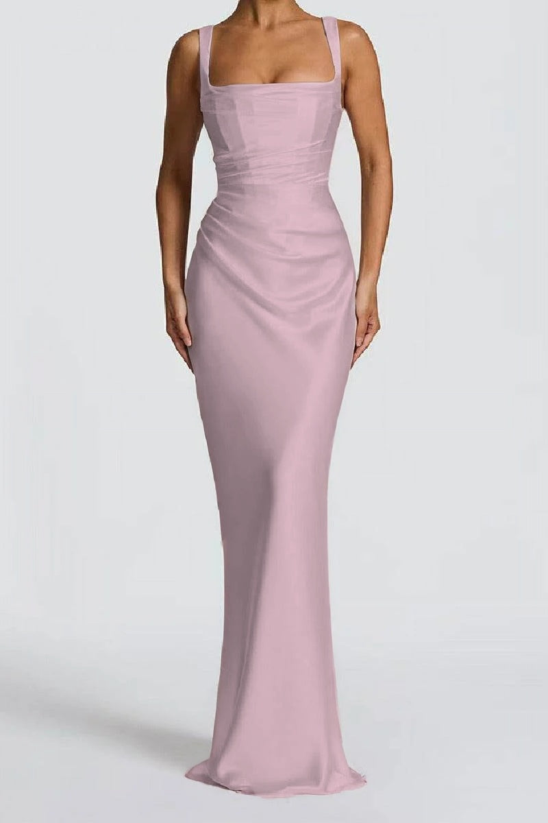 Sheath-Column Maxi Satin Formal Evening Dresses 971343877638