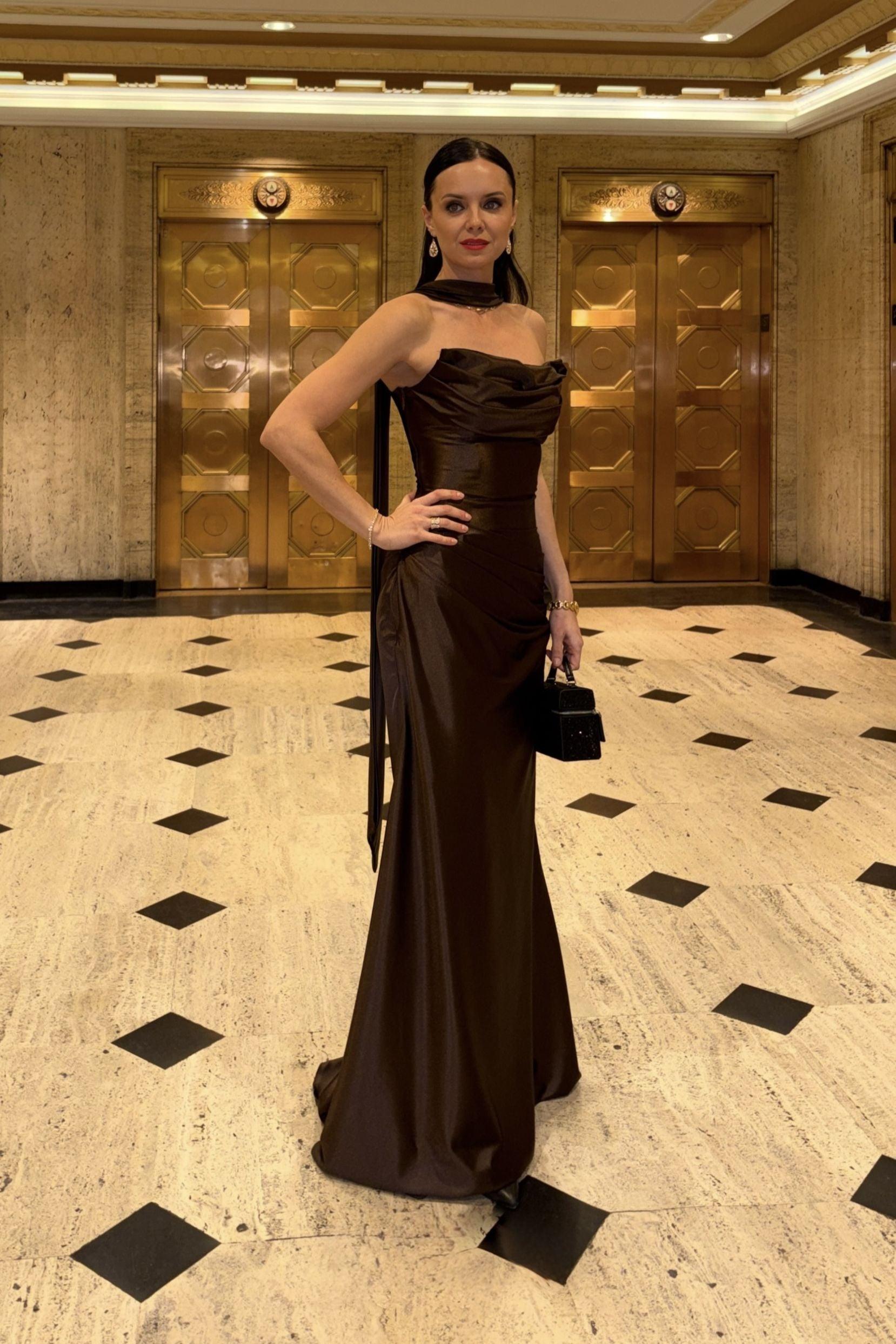 Sheath-Column Sweep-Brush Train Elastic Silk like Satin Formal Evening Dress 972310810695
