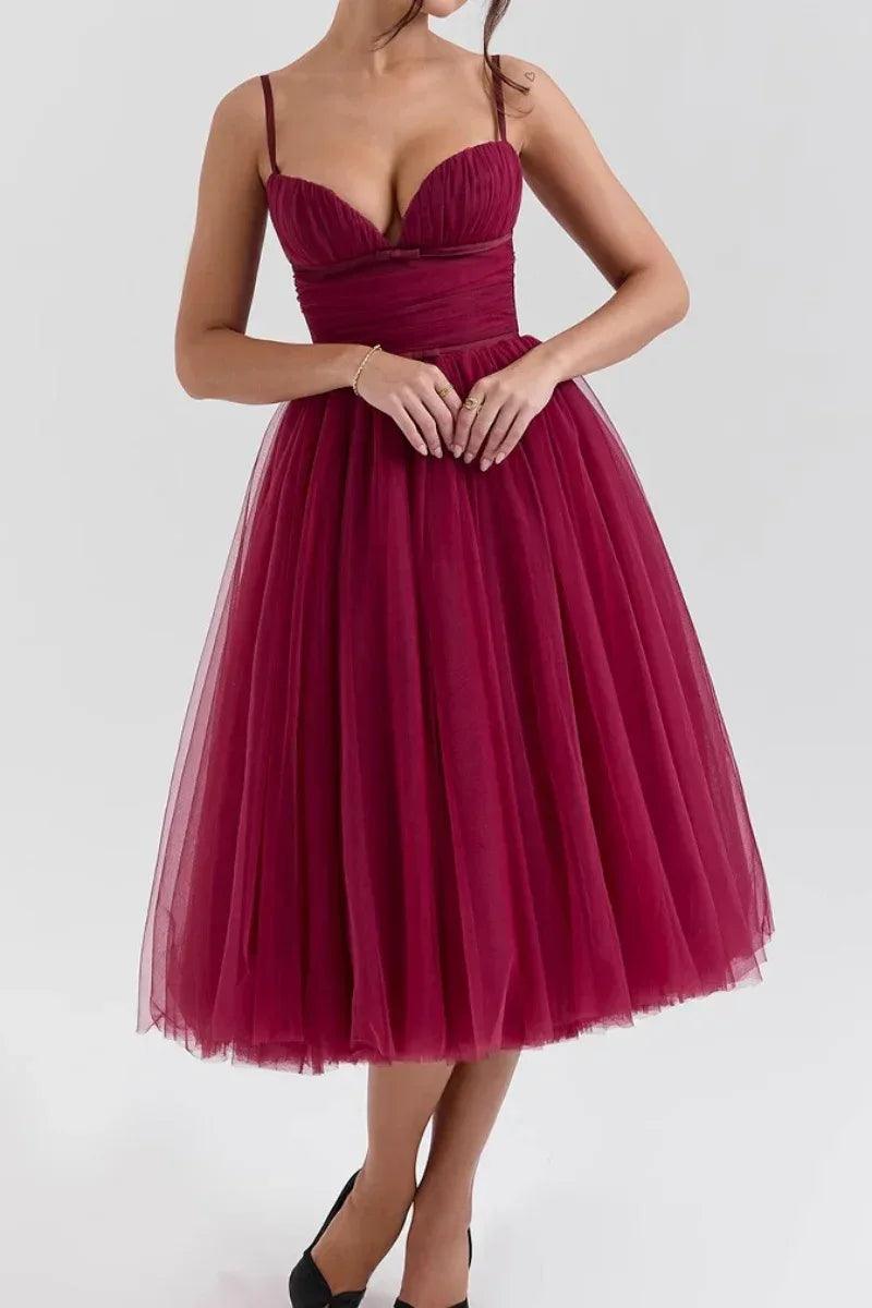 A-line Spaghetti Strap Tulle Formal Evening Dresses 854604954195