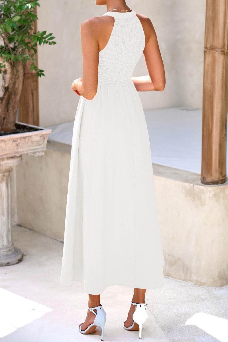 A-Line Tea Length Chiffon Little White Dress 100031