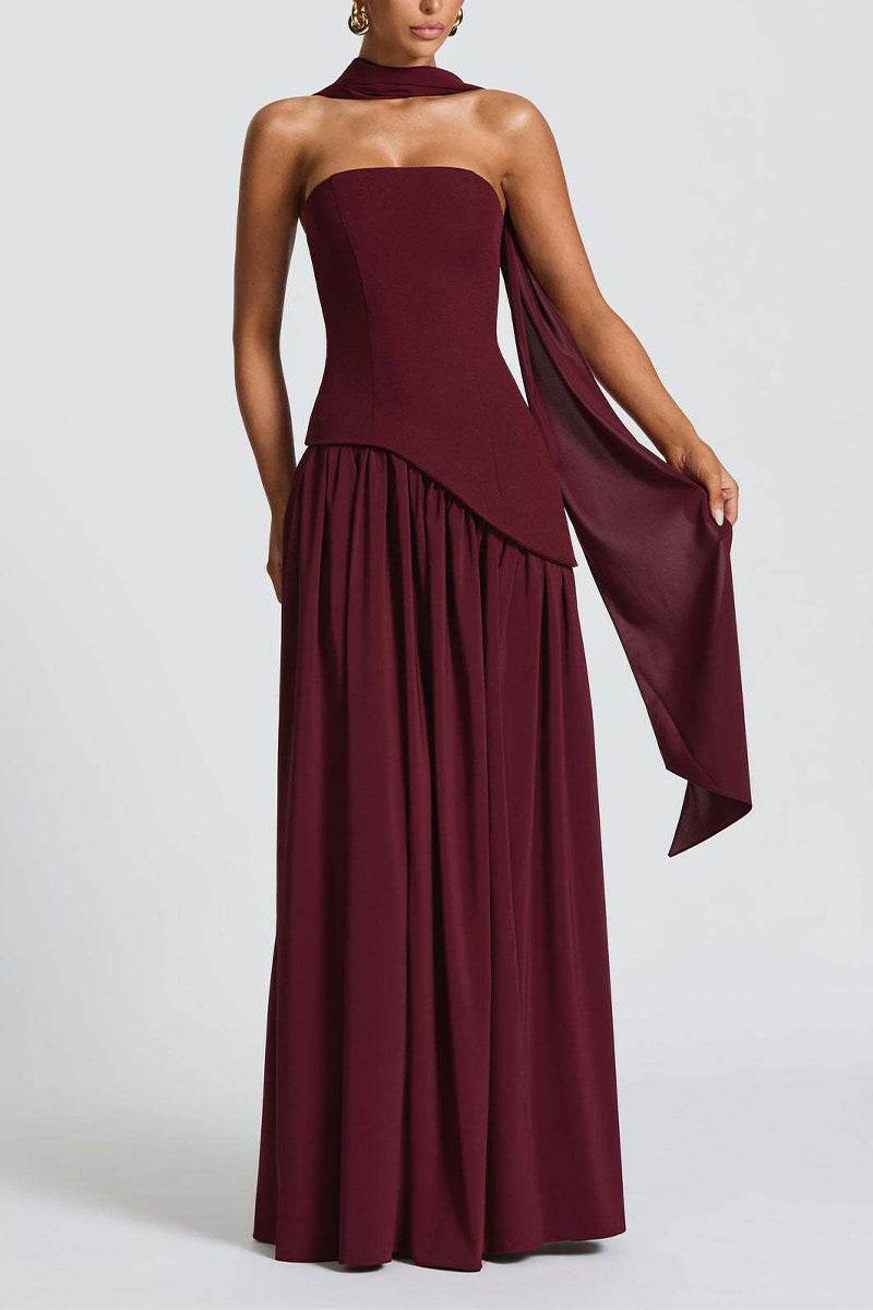 A-Line Maxi Knitted Fabric Dress 970800986791