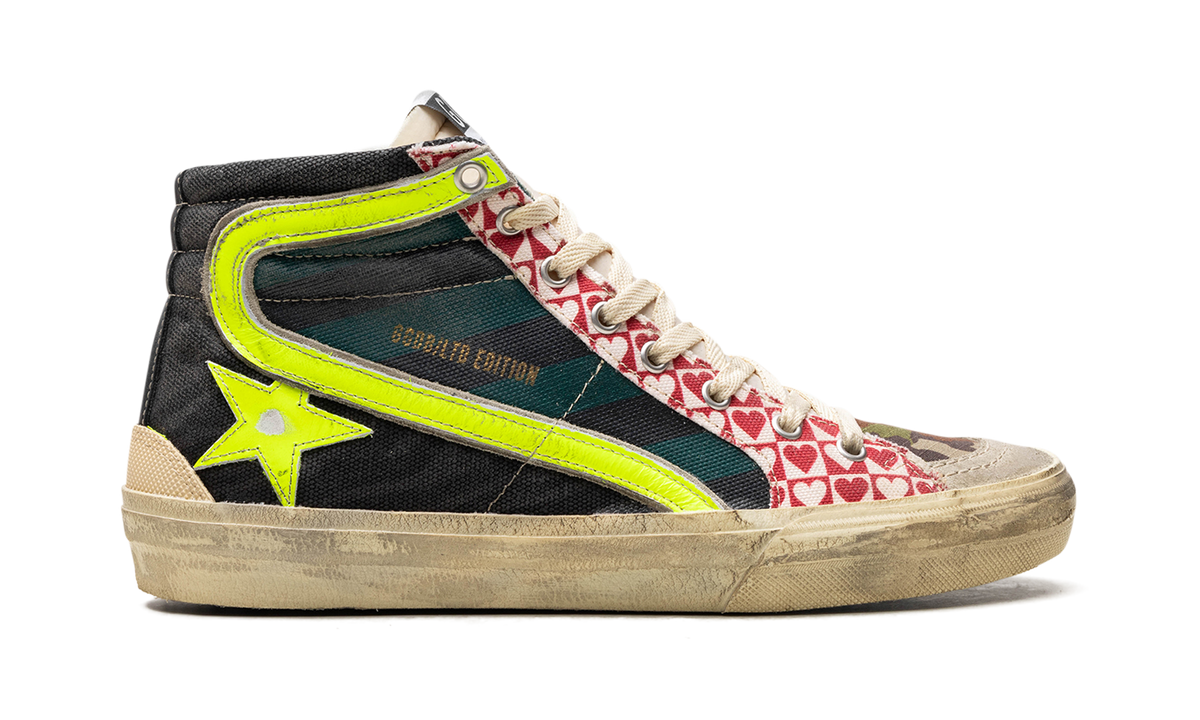 SLIDE CANVAS UPPER SUEDE AND GABARDINE TOE NYLON TONGUE LEATHER STAR AND WAVE BLACK GREEN ICE YELLOW GMF00508.F004407.50772