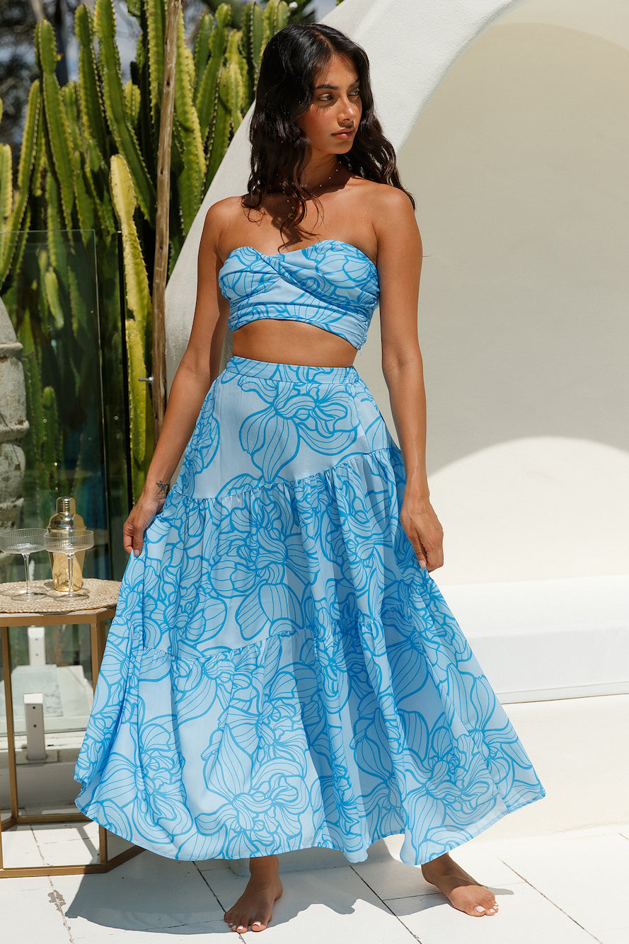 Horizon Waves Crop Top Blue