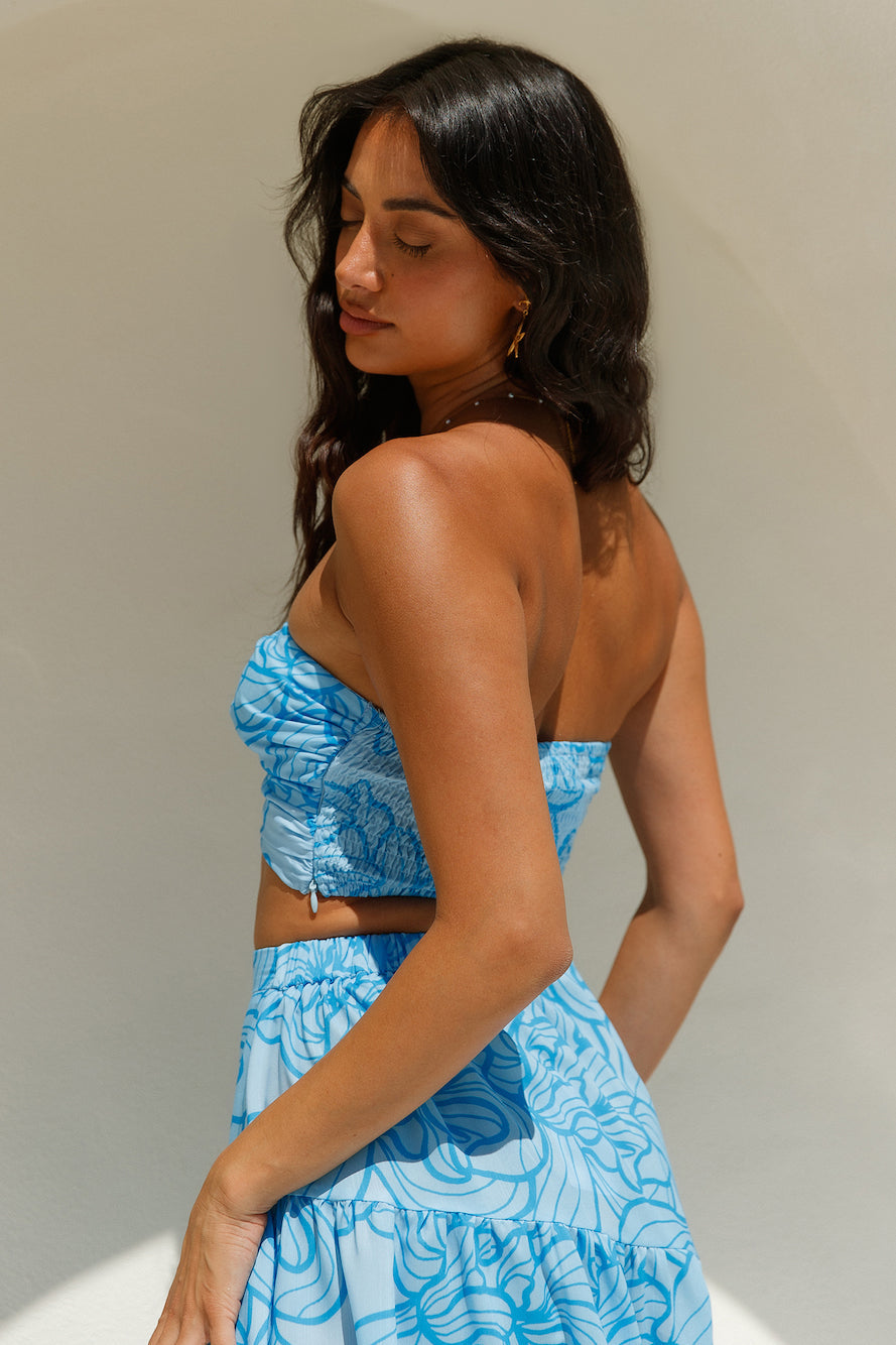 Horizon Waves Crop Top Blue