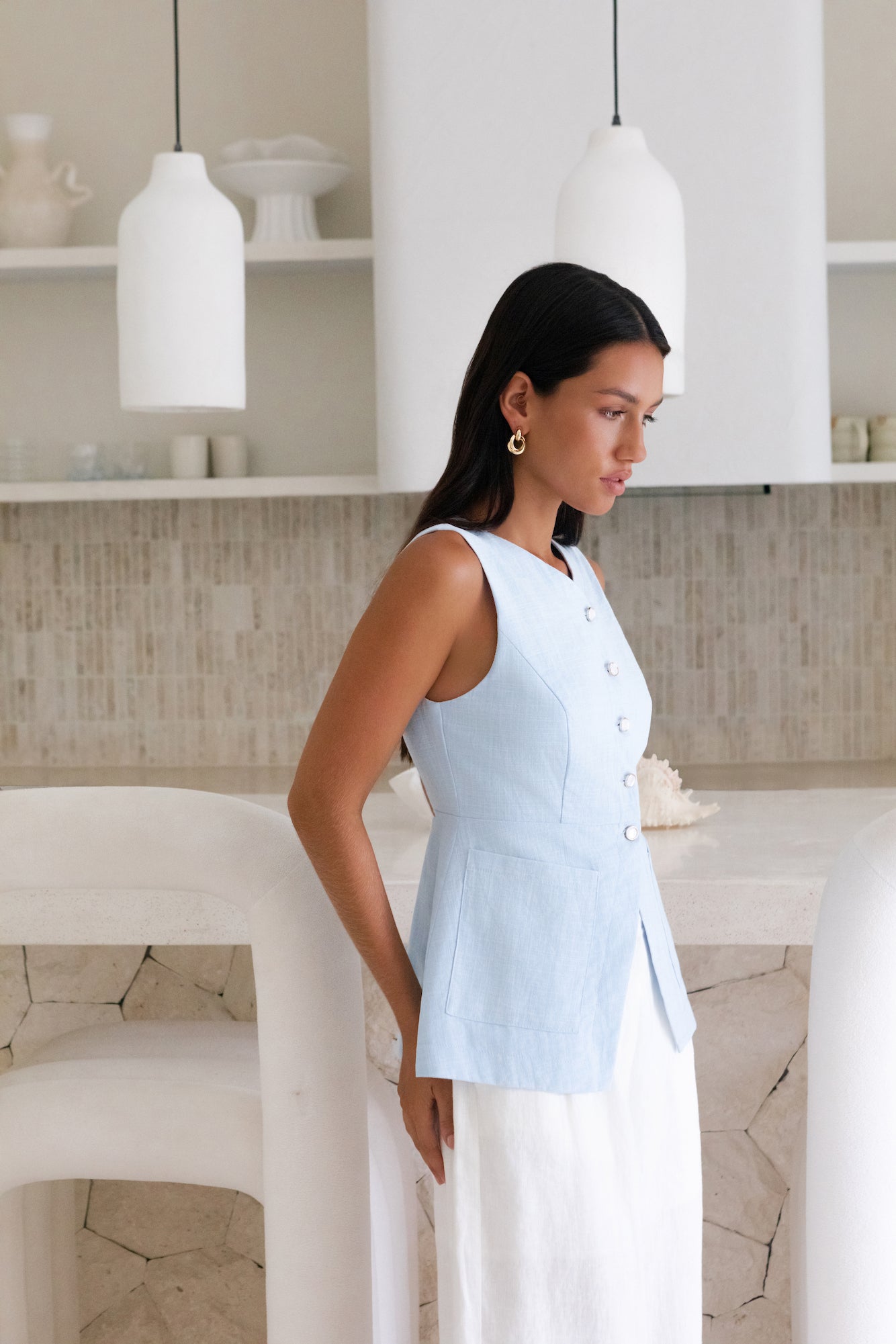 Ocean Eyes Vest Top Blue