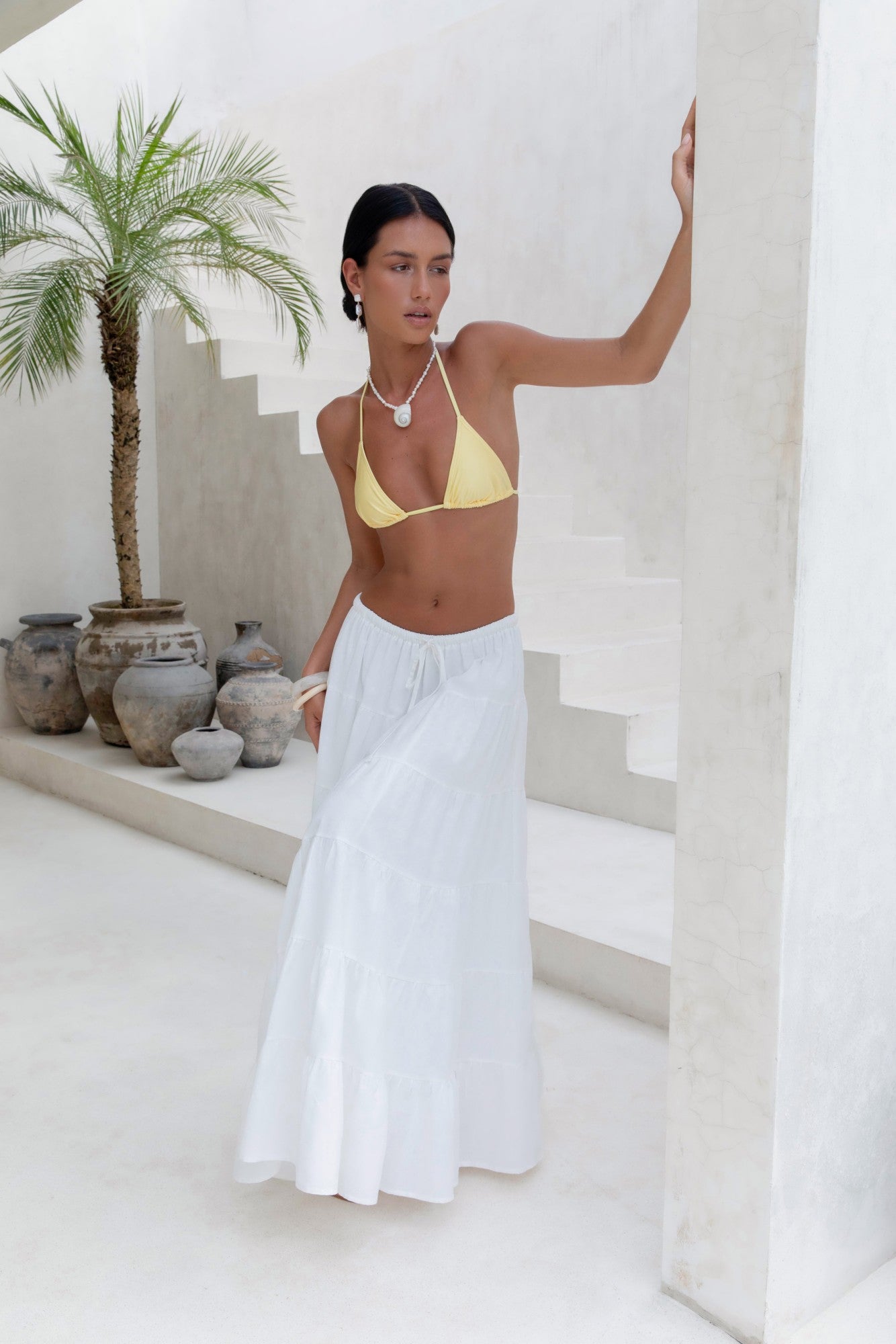 Evaline Maxi Skirt White