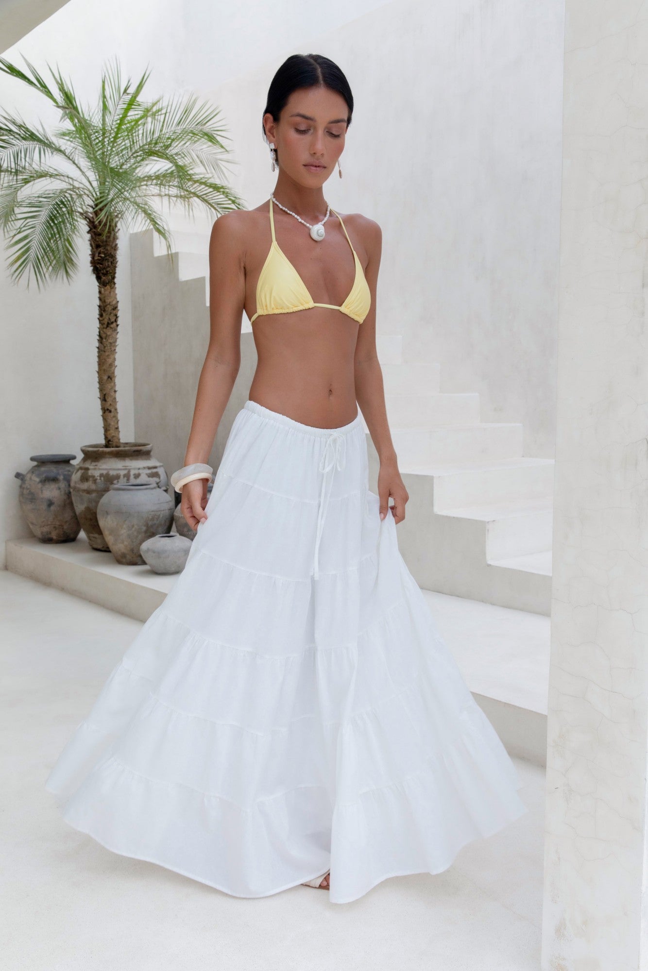 Evaline Maxi Skirt White