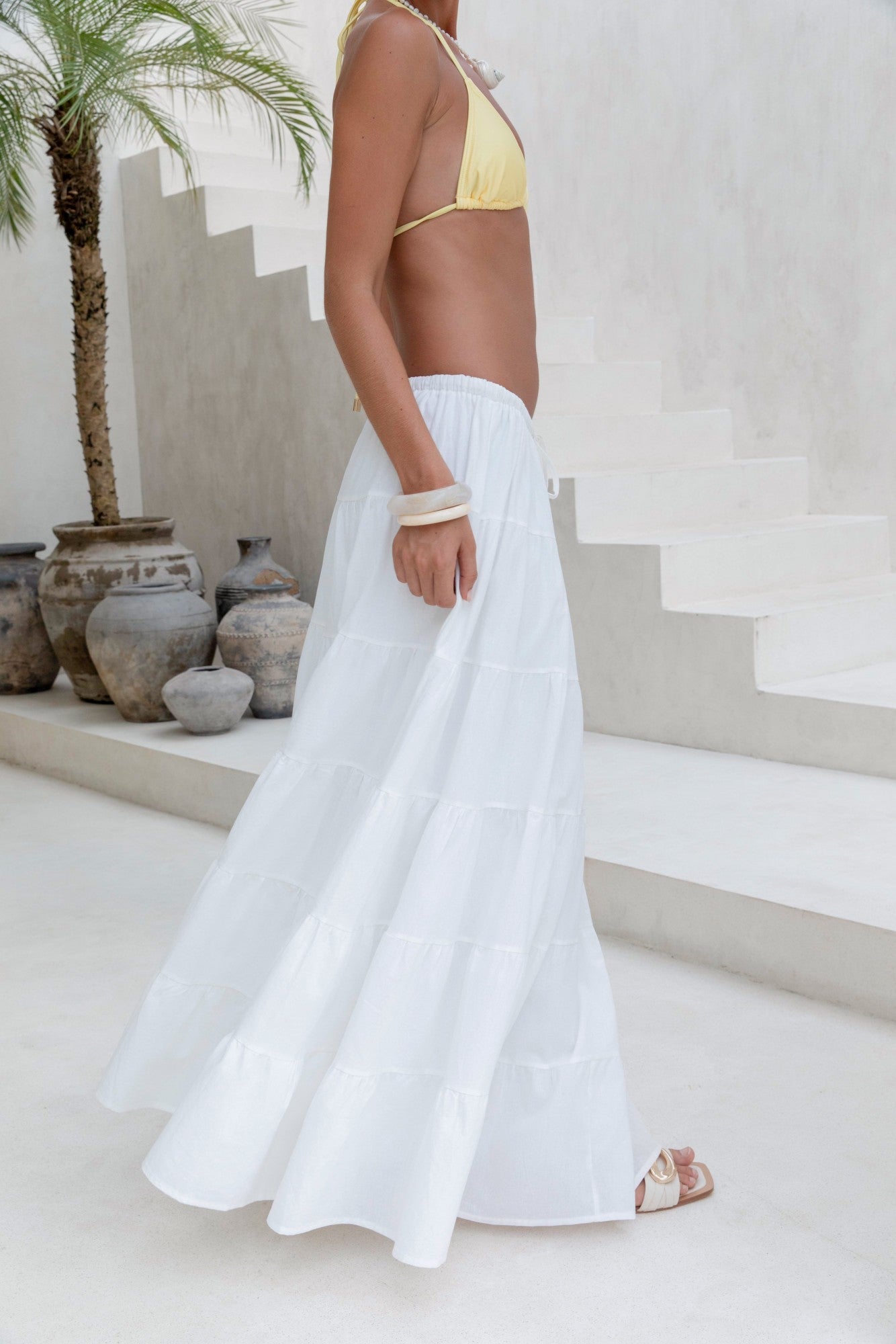 Evaline Maxi Skirt White