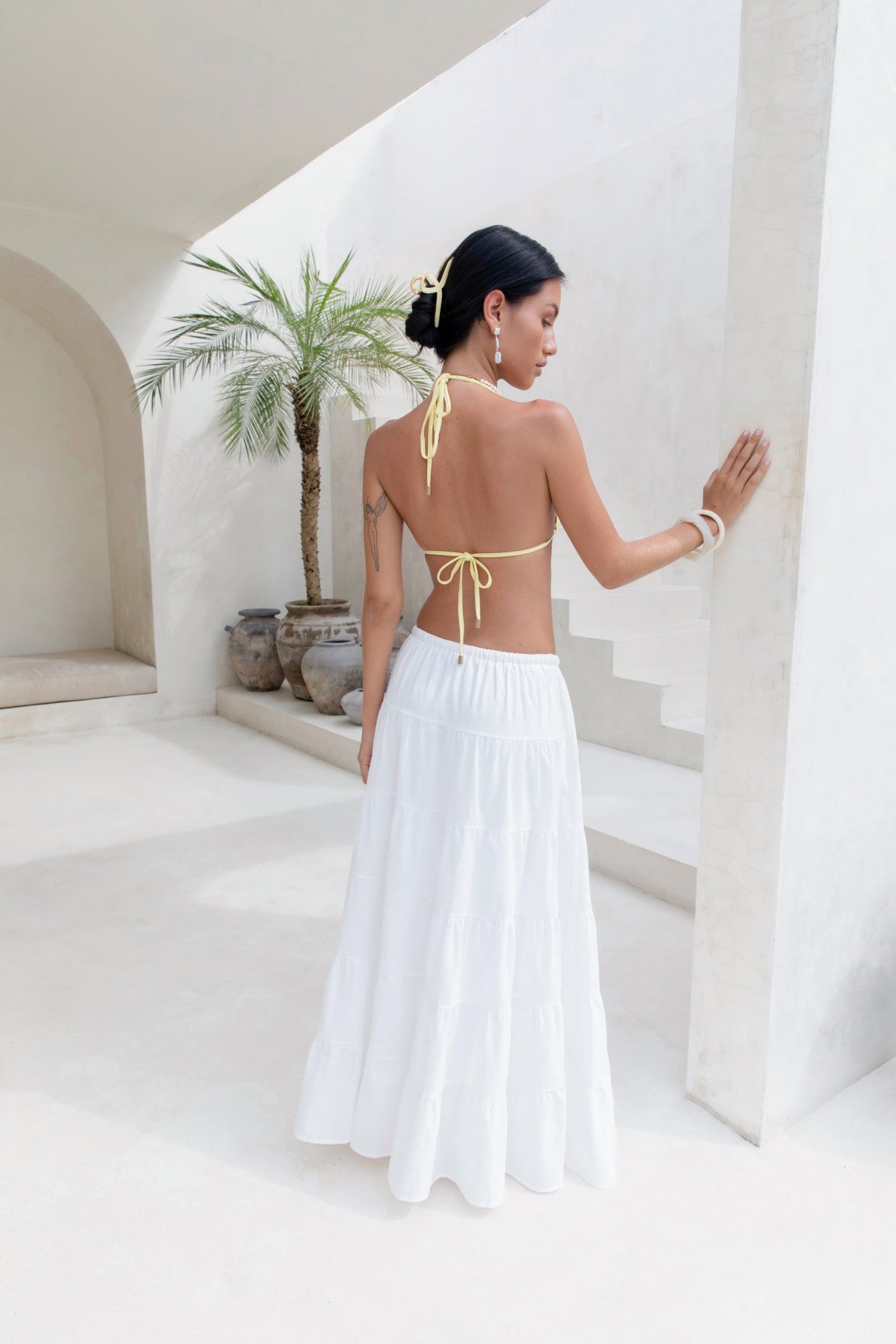Evaline Maxi Skirt White
