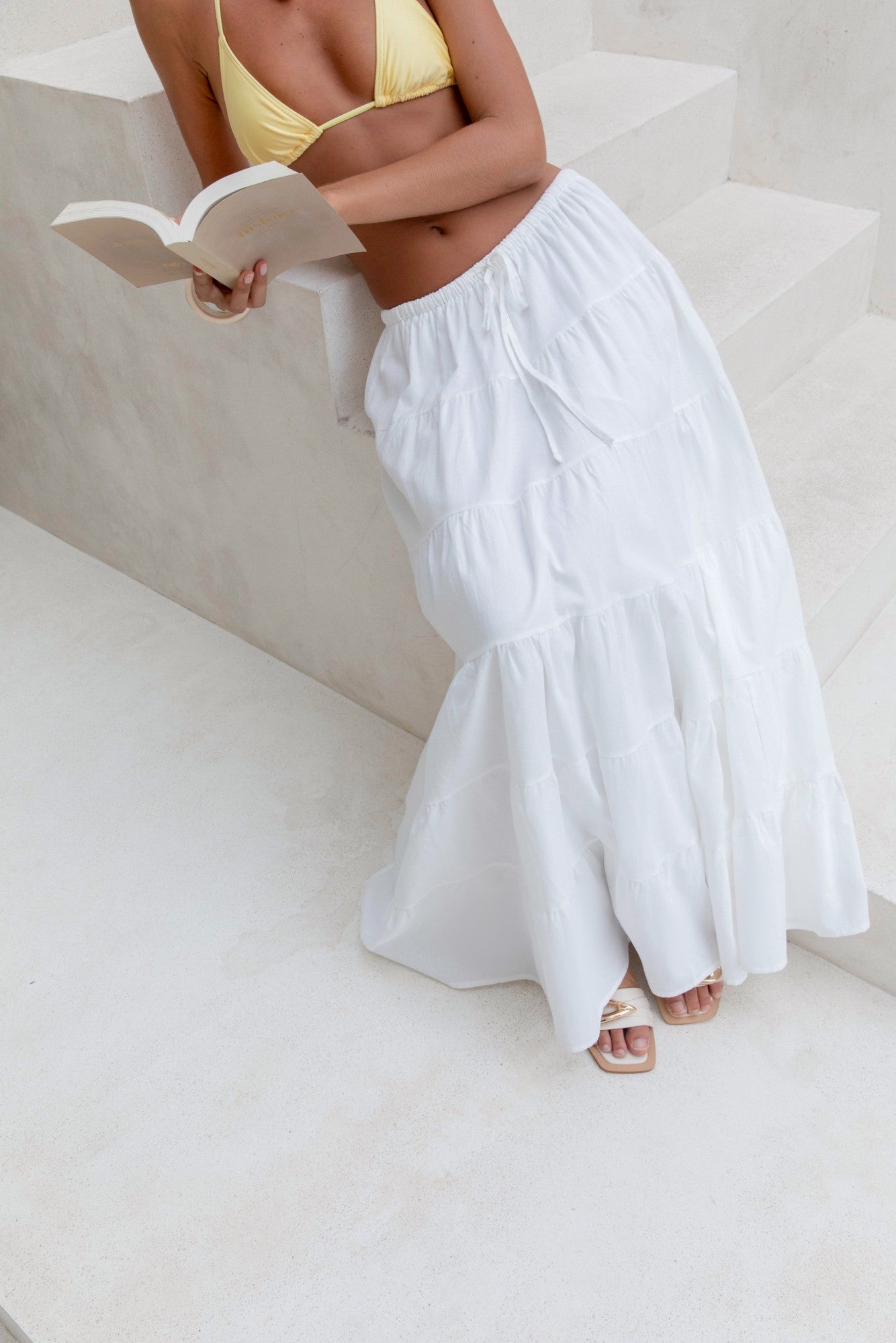 Evaline Maxi Skirt White