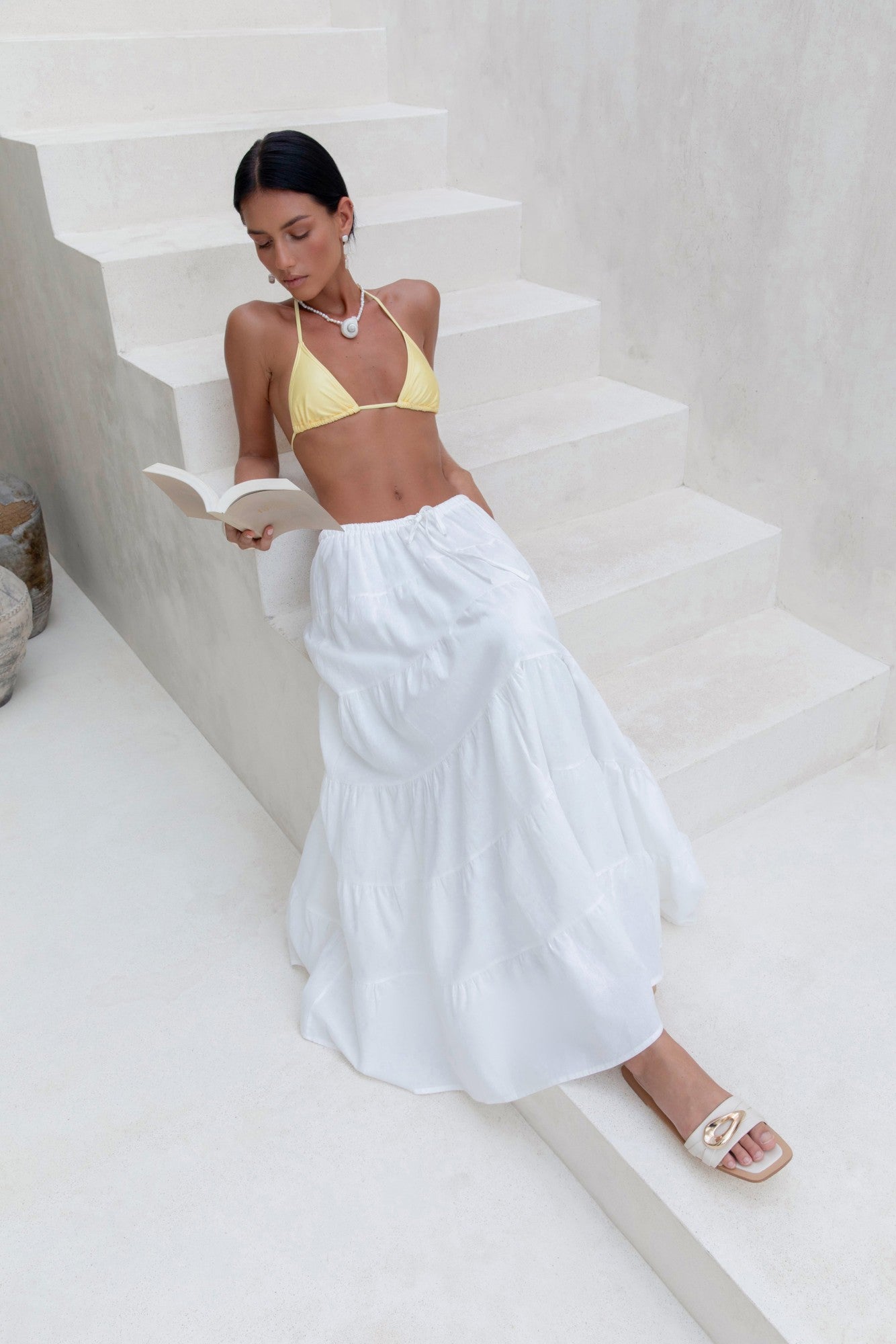 Evaline Maxi Skirt White