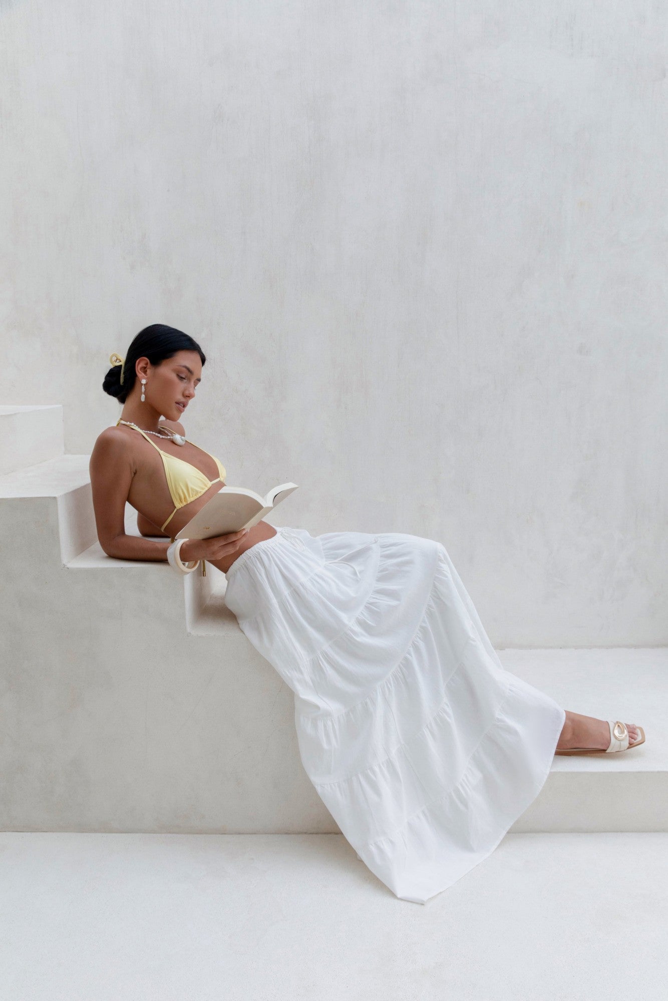 Evaline Maxi Skirt White