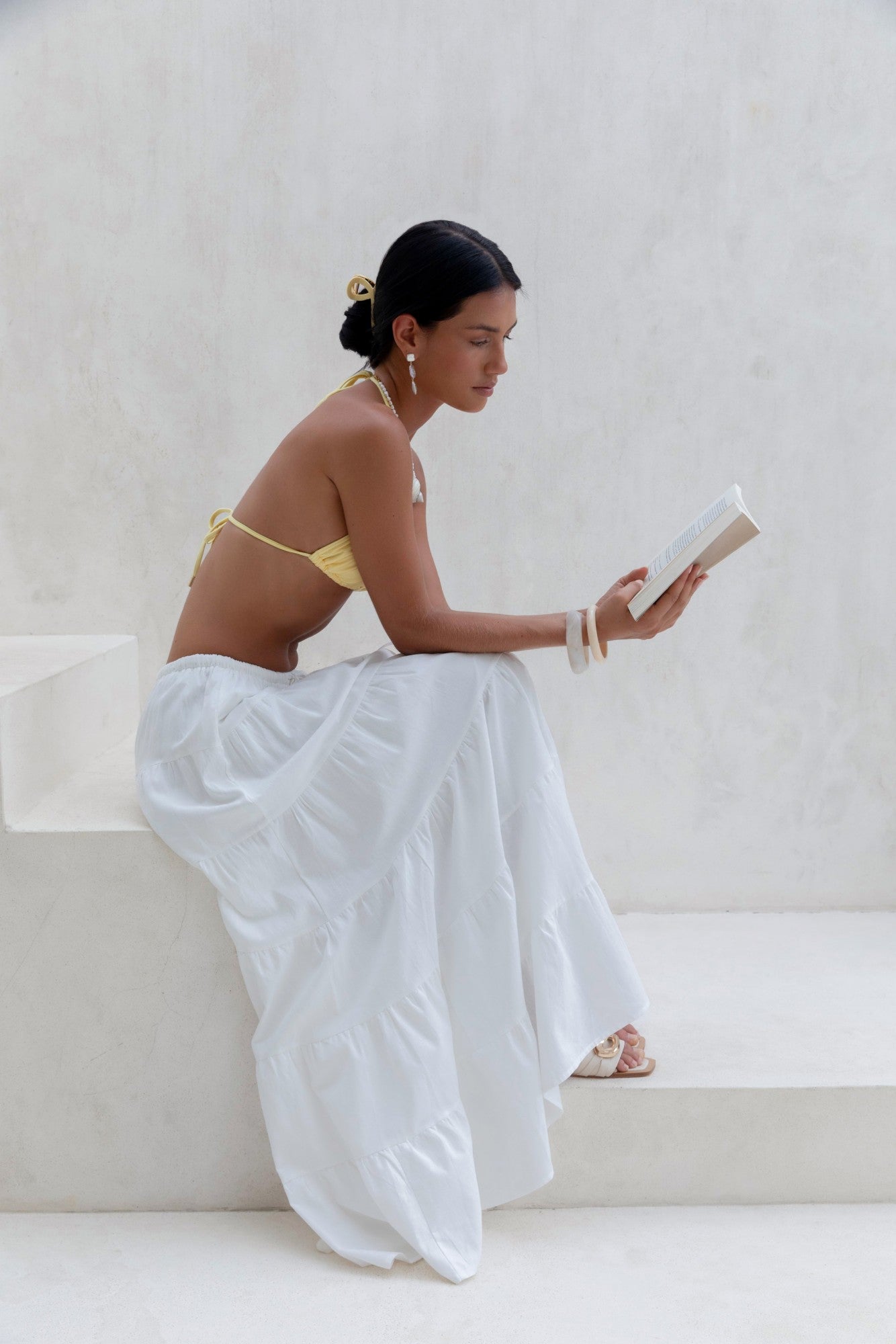 Evaline Maxi Skirt White