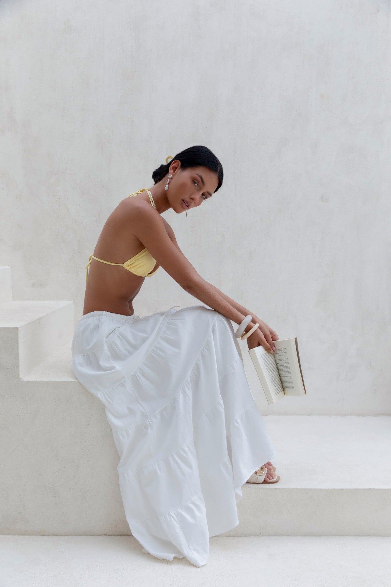 Evaline Maxi Skirt White