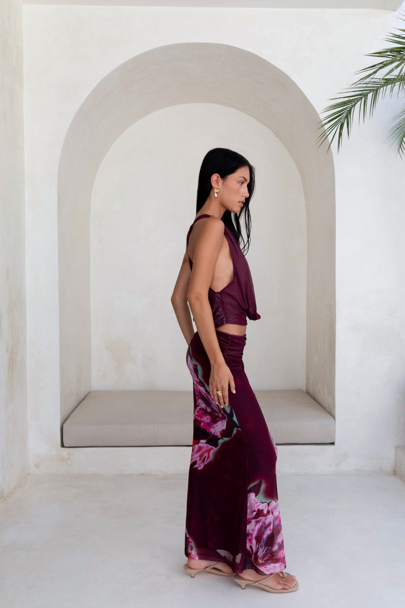 Bloom At Dawn Mesh Top Plum