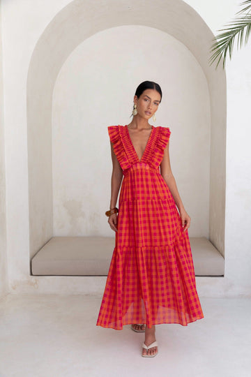 Sunset Picnic Maxi Dress Pink