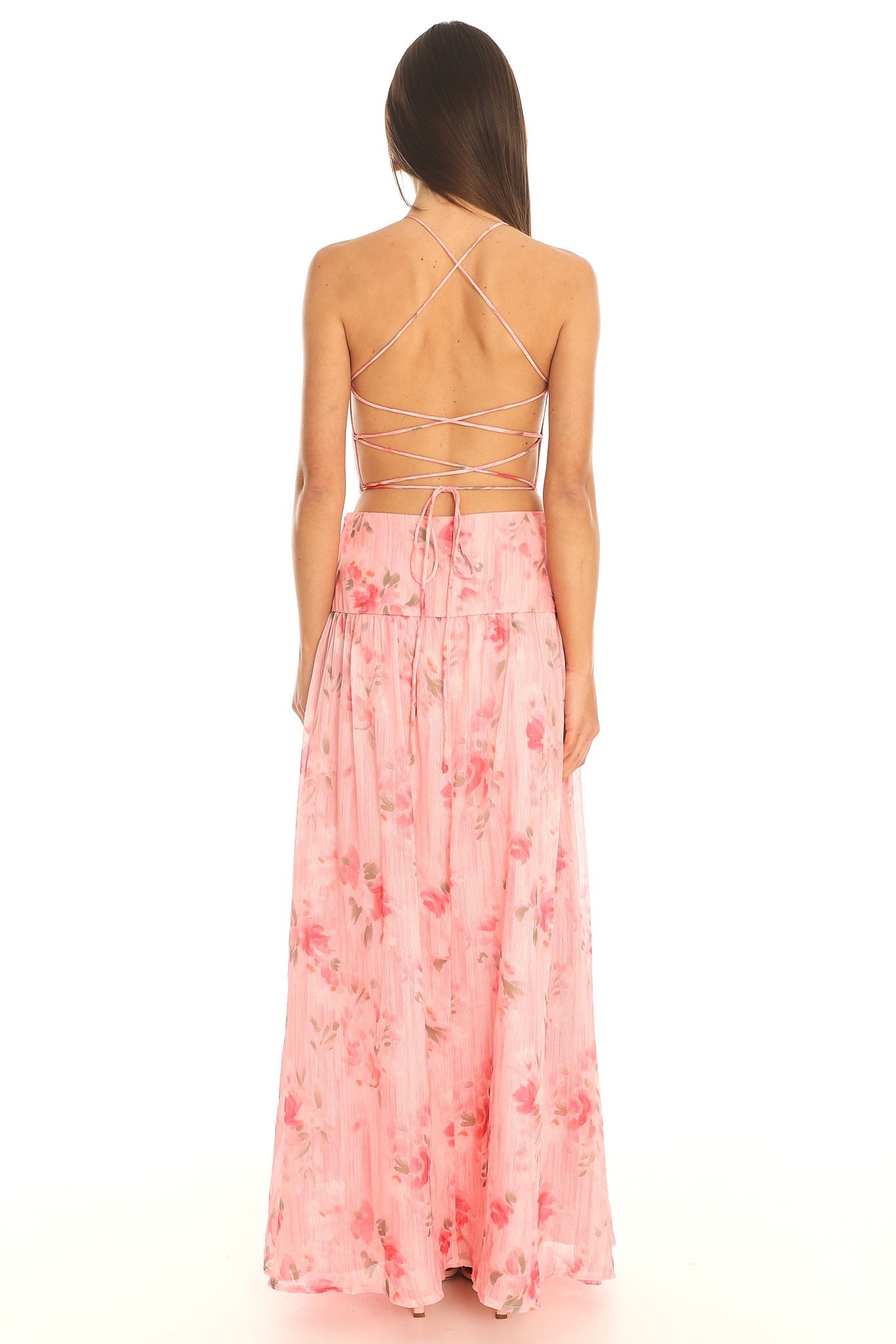 Toni Cutout Halter Maxi Dress Pink