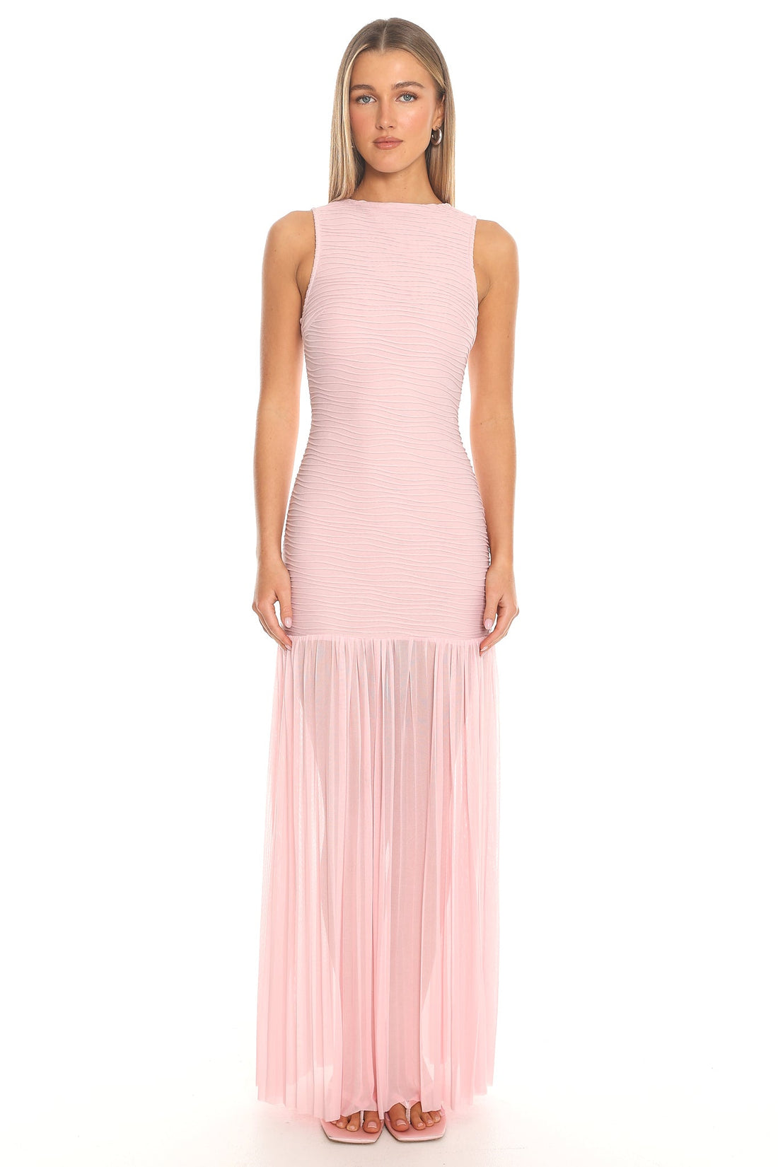 Blushing Muse Pleated Maxi Dress Baby Pink