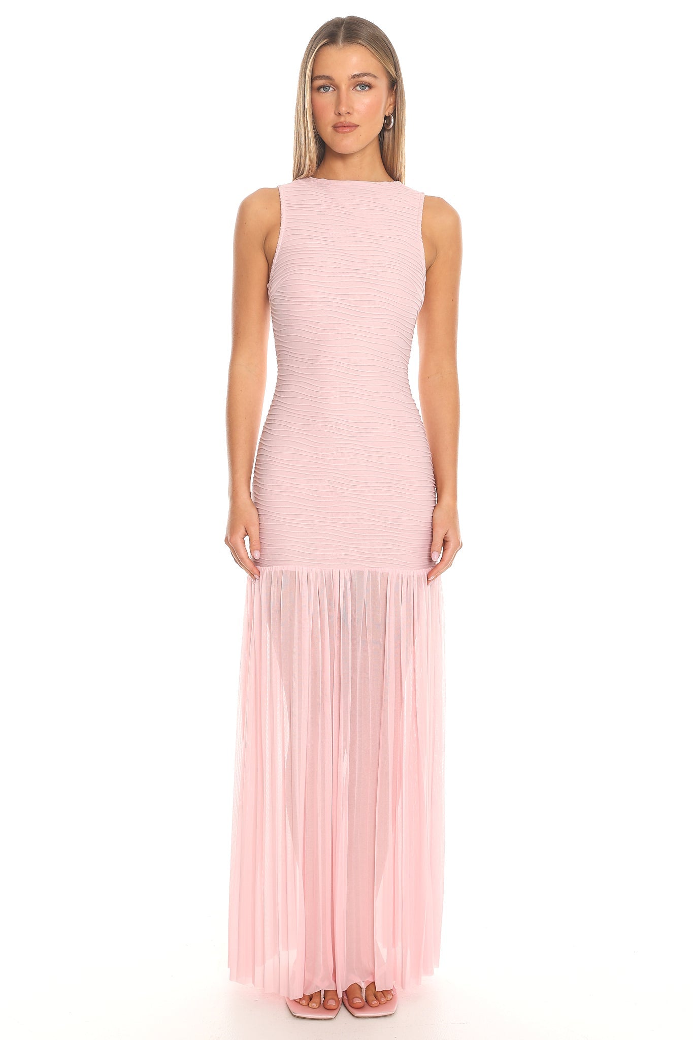 Blushing Muse Pleated Maxi Dress Baby Pink