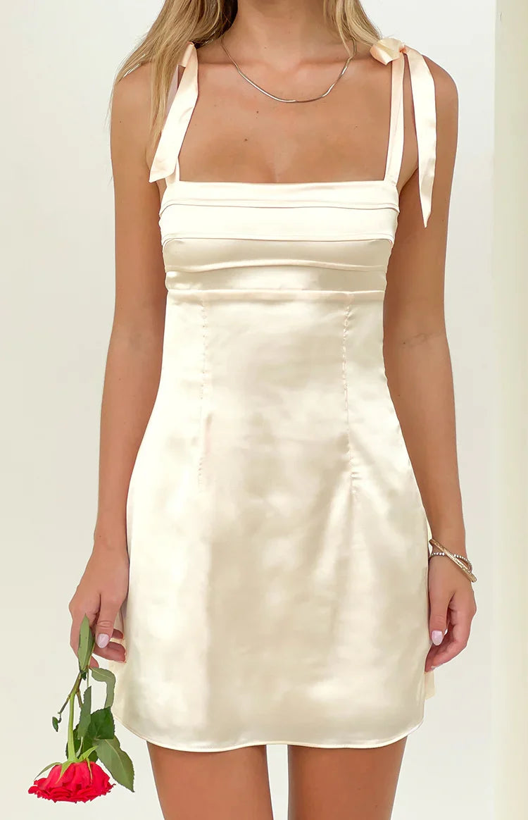 Akira Cream Tie Mini Dress