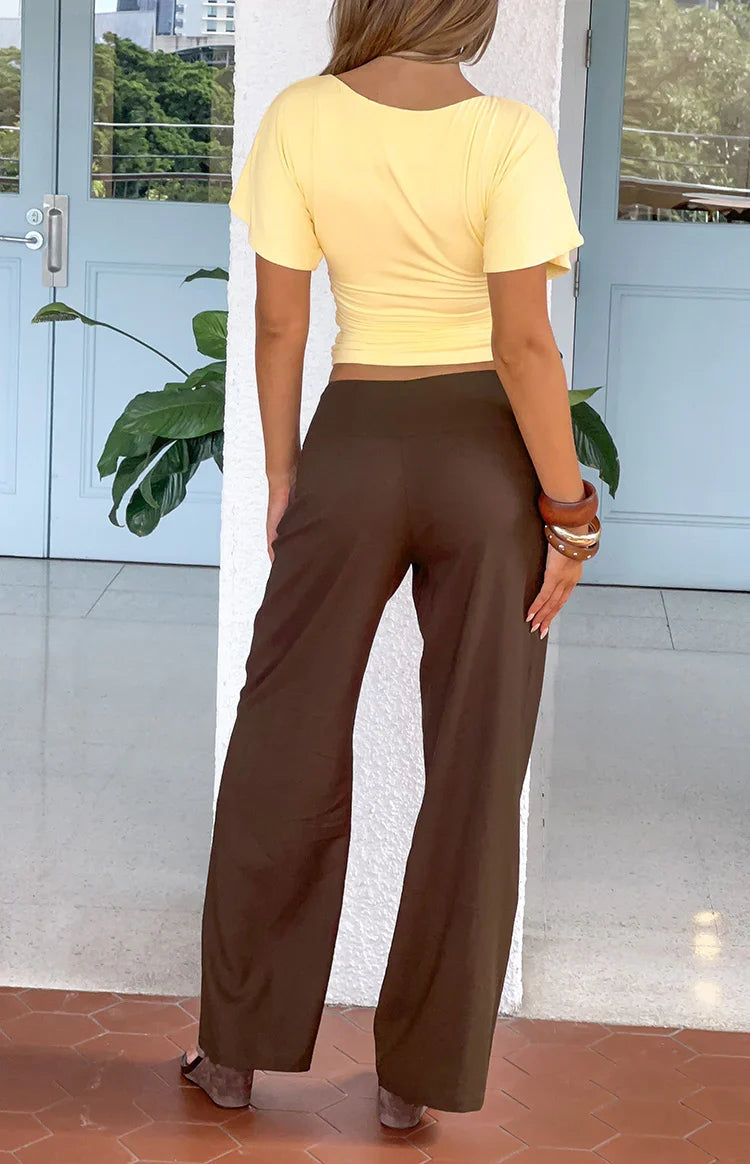 Alamara Brown Floral Detail Wide Leg Pants