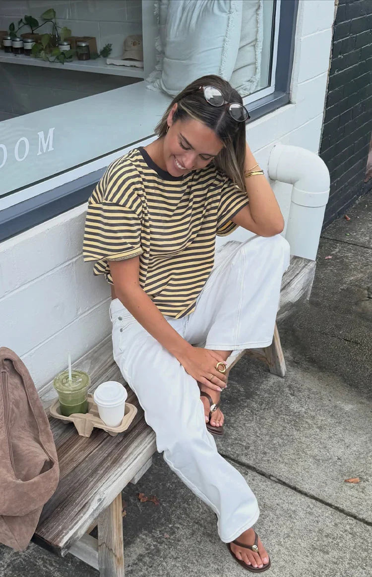 Alba Yellow Stripe Oversized Tee