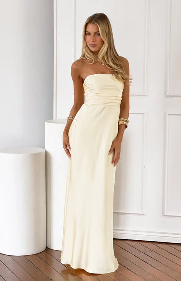 Alexia Yellow Strapless Maxi Dress