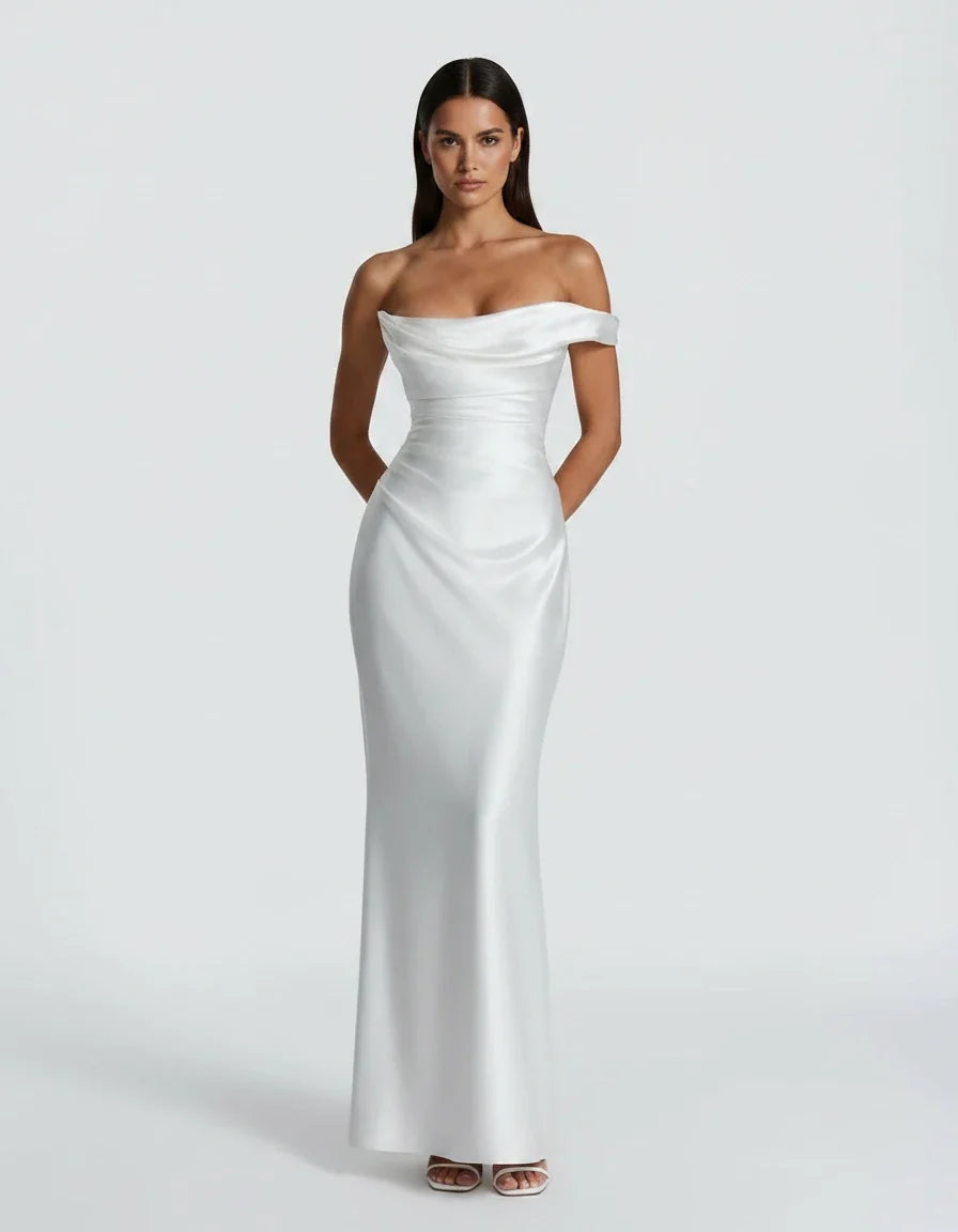Amarante · The Draped One-Shoulder Satin Gown