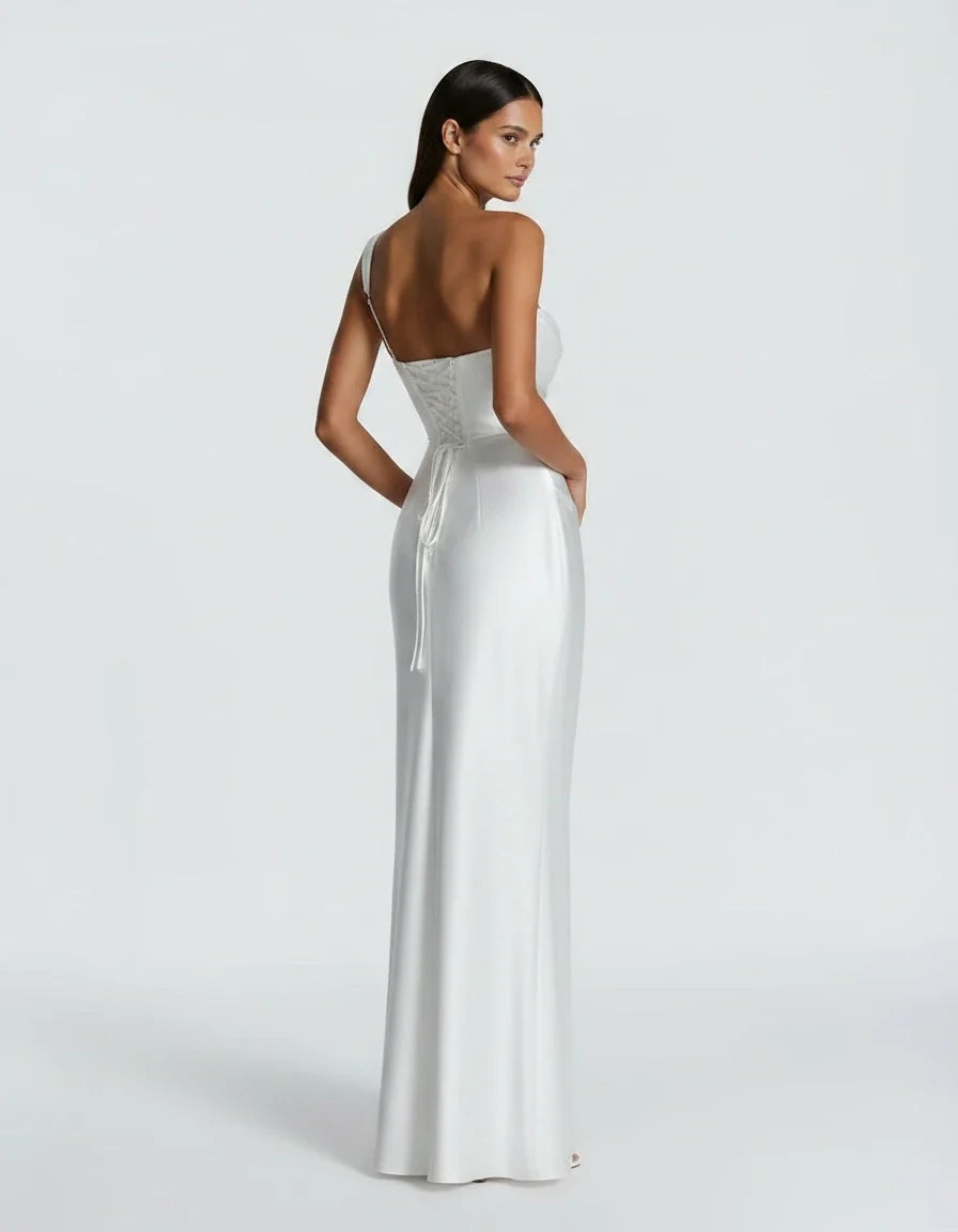 Amarante · The Draped One-Shoulder Satin Gown