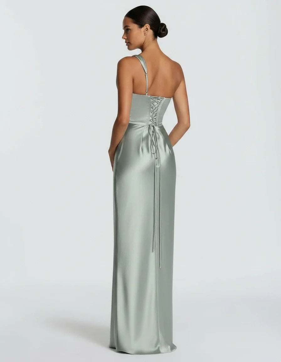 Amarante · The Draped One-Shoulder Satin Gown