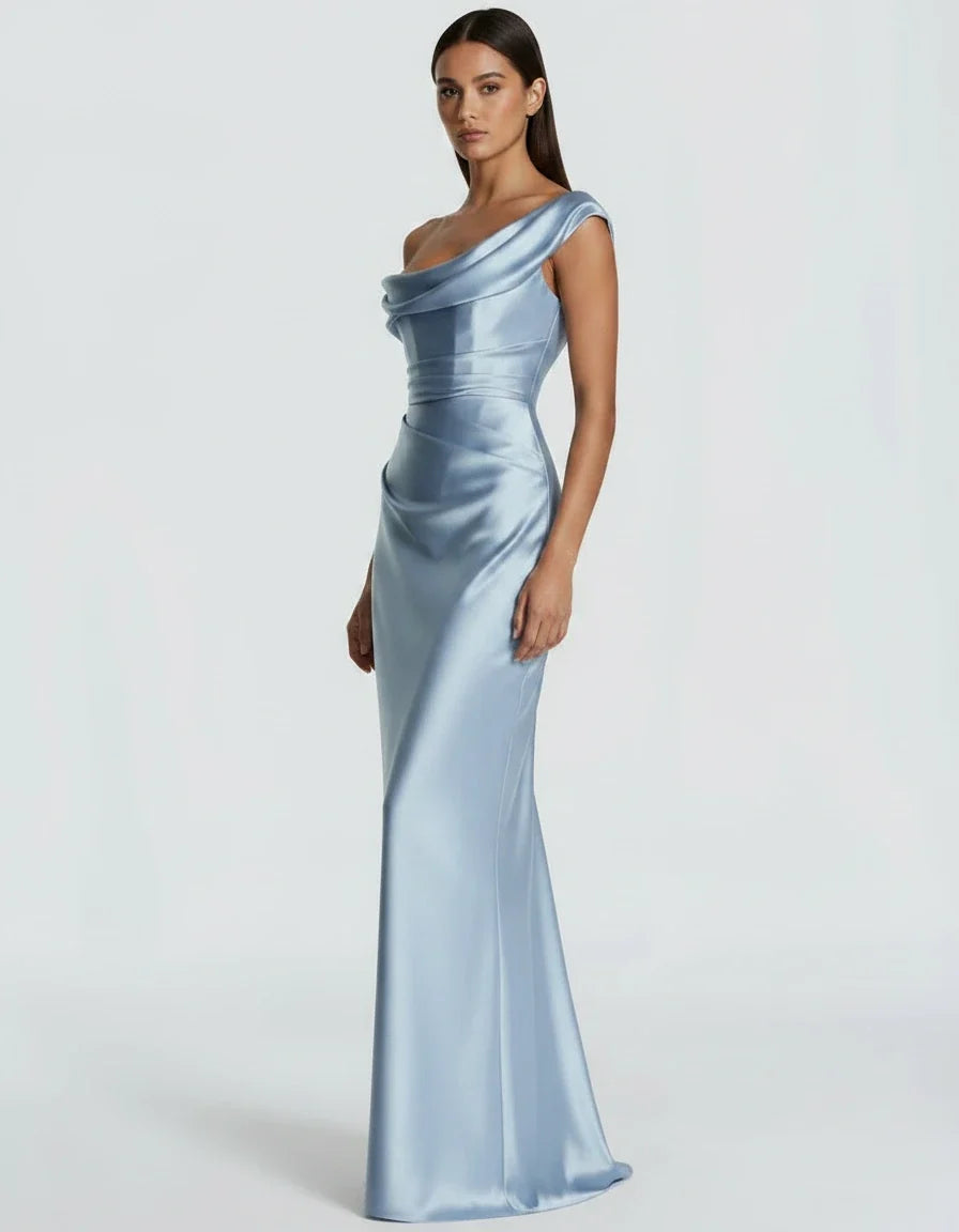 Amarante · The Draped One-Shoulder Satin Gown