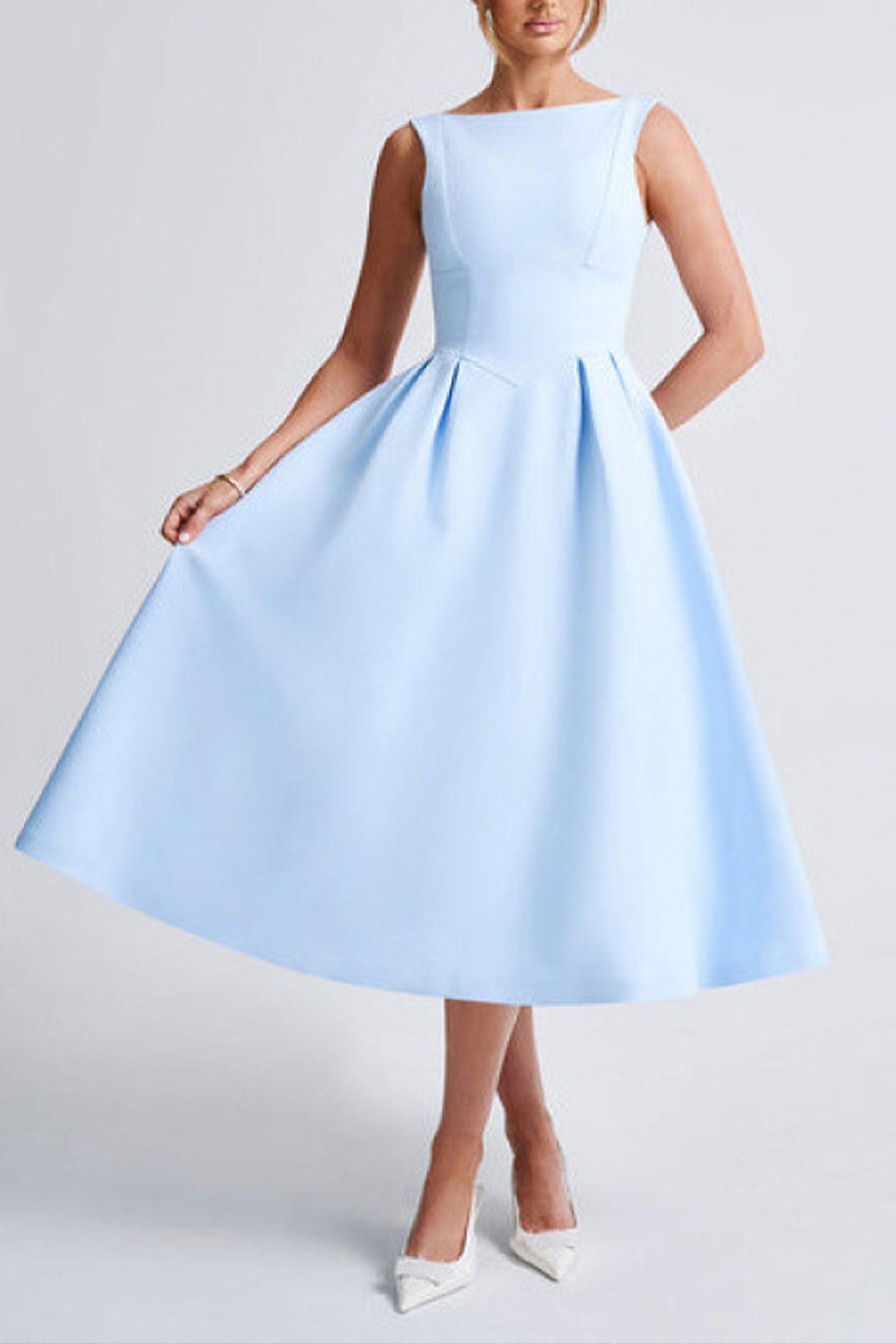 A-Line Midi Satin Formal Evening Dresses B0F4MVVXTZ