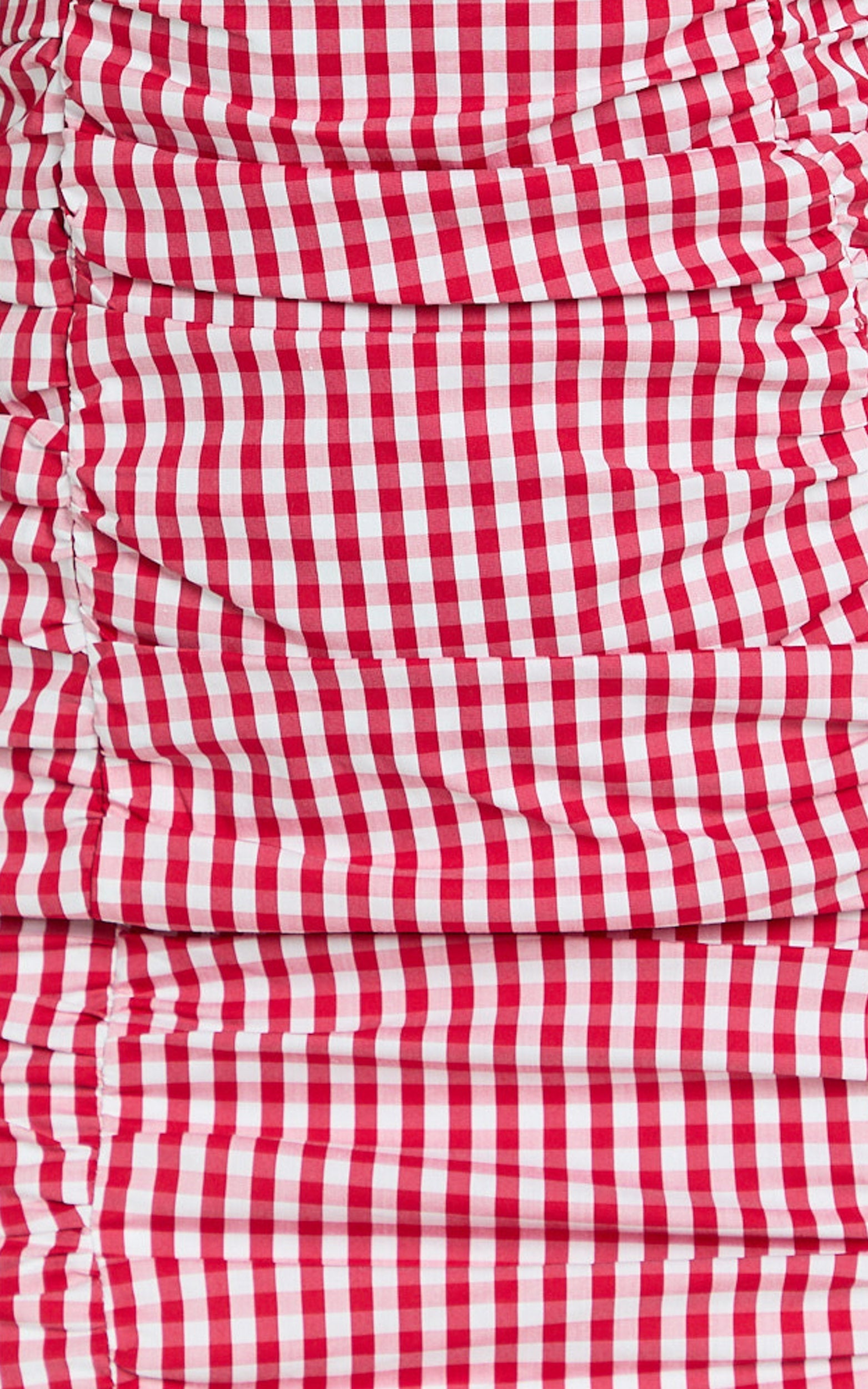 Becker Mini Dress - Strappy Bustier Ruched Bodycon Dress in Red Gingham