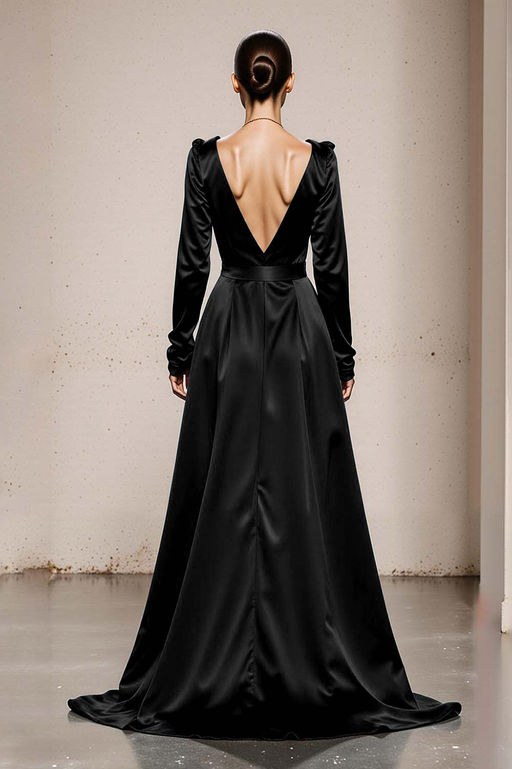 Peacock Green V-Neck Satin A Line Long Formal Dress with Sleeves