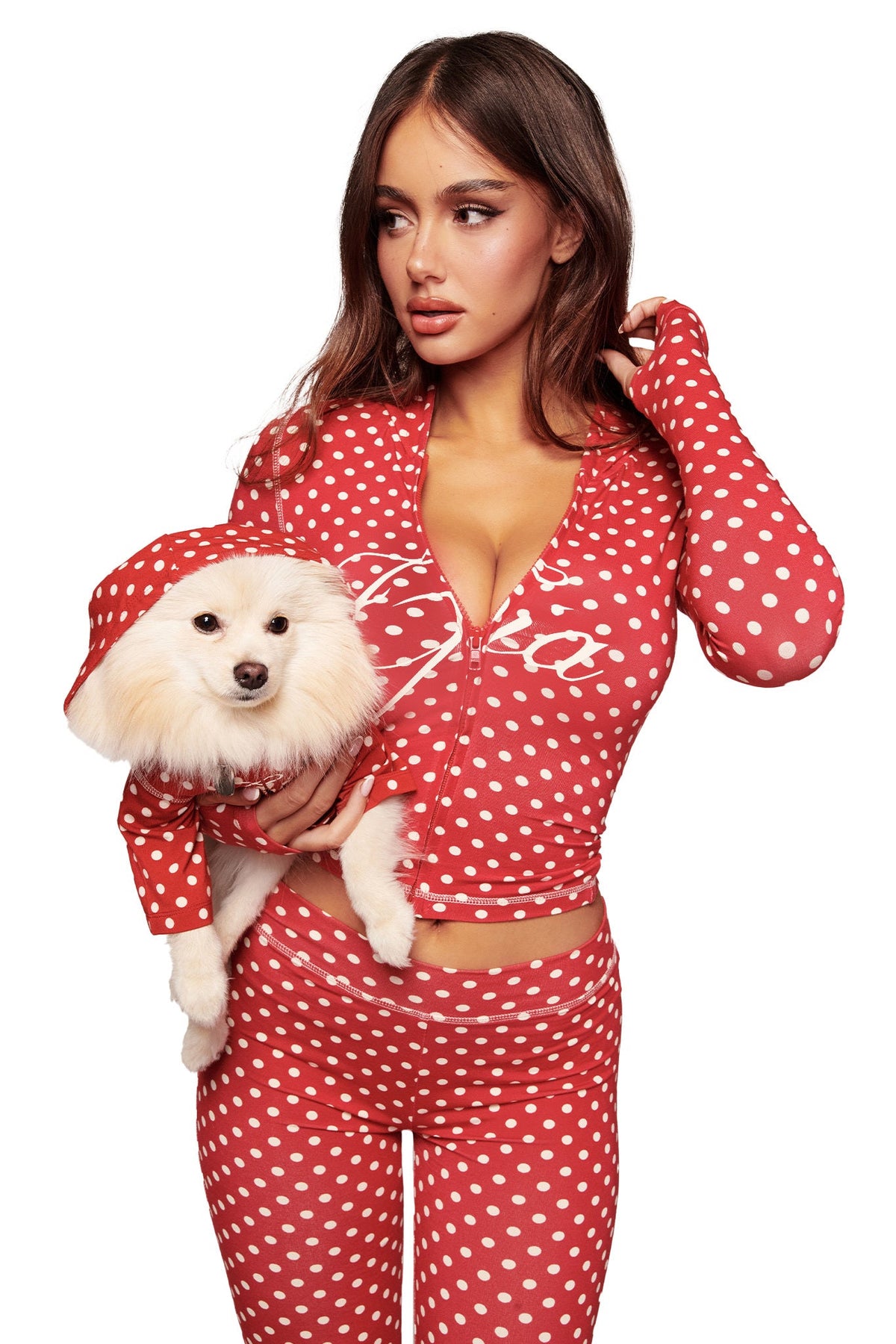 BLARE BEST FRIEND DOG HOODIE - RED POLKA DOT