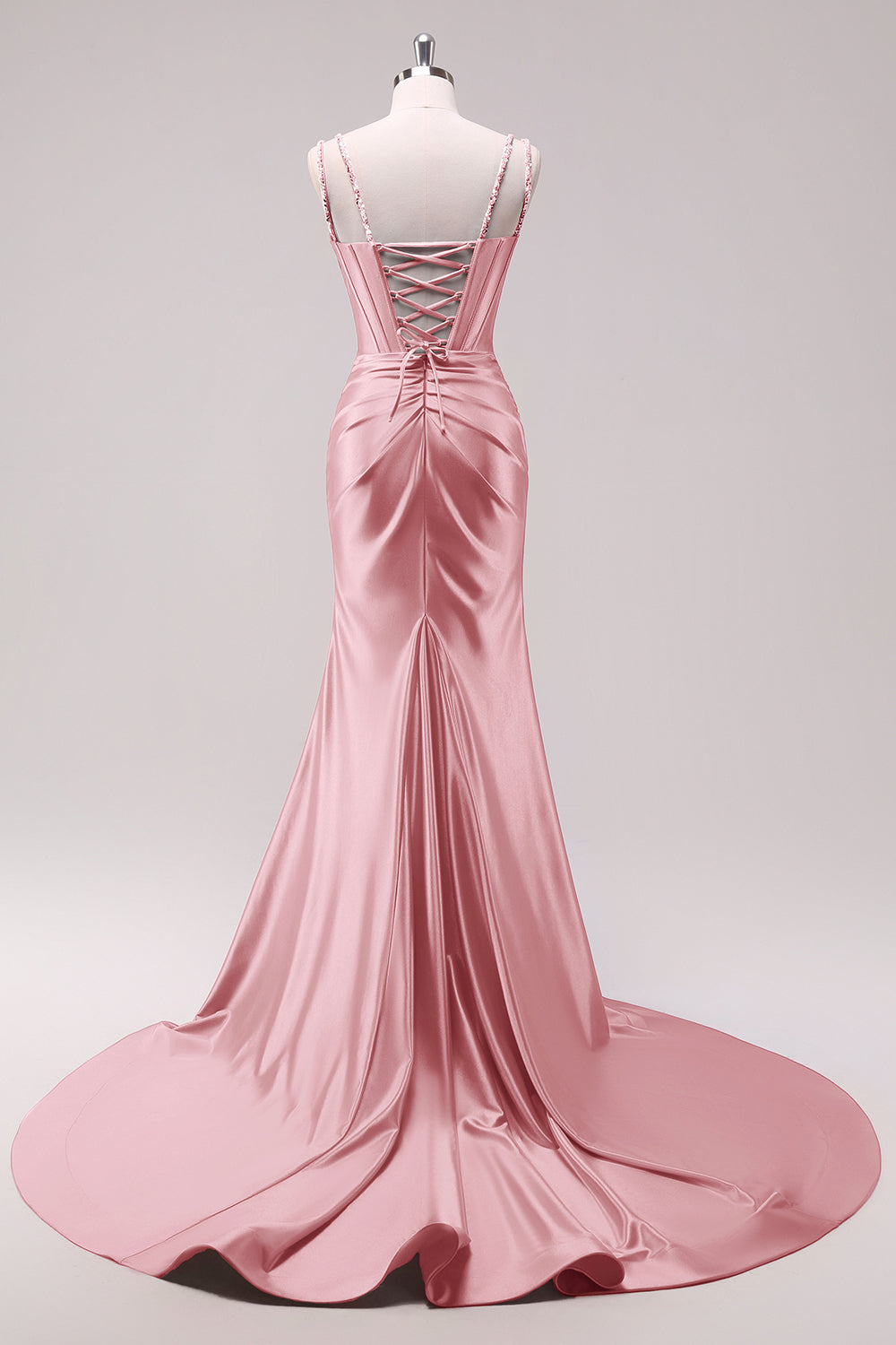 Sparkly Fuchsia Corset Sequined Long Prom Dress with Slit