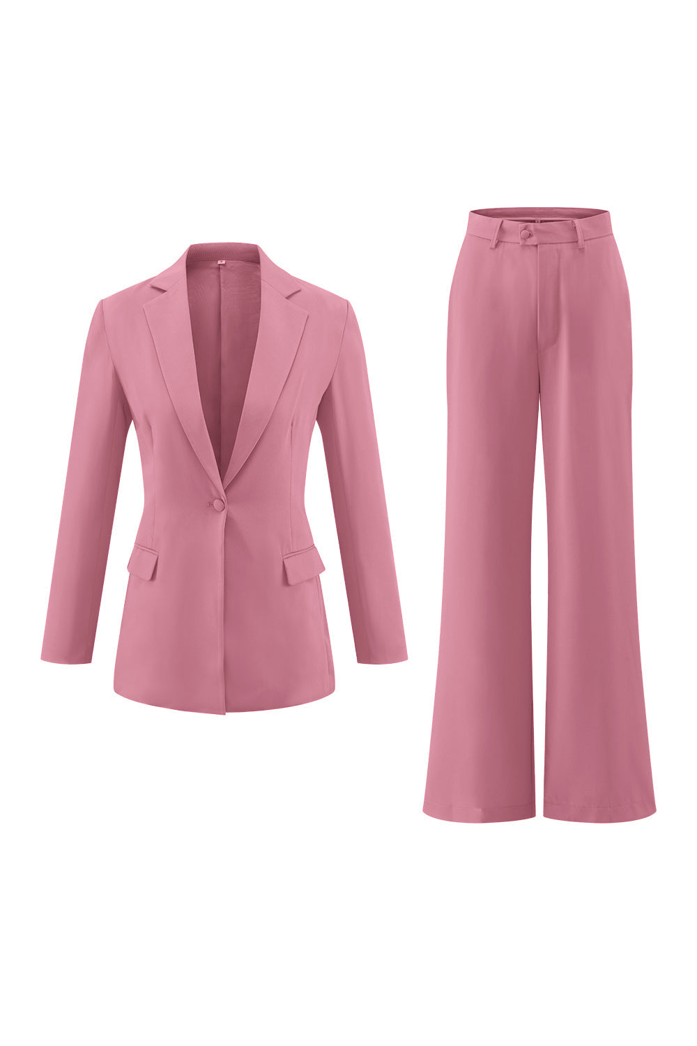 Fuchsia Long Sleeves 2 Piece Business Suits with Pockets