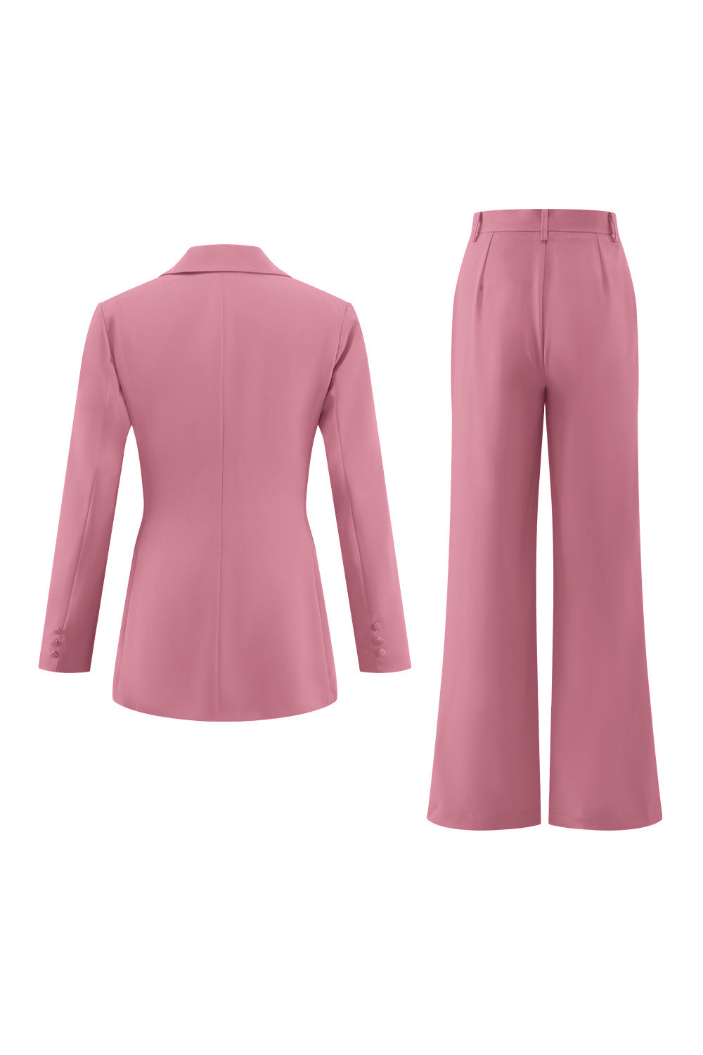 Fuchsia Long Sleeves 2 Piece Business Suits with Pockets
