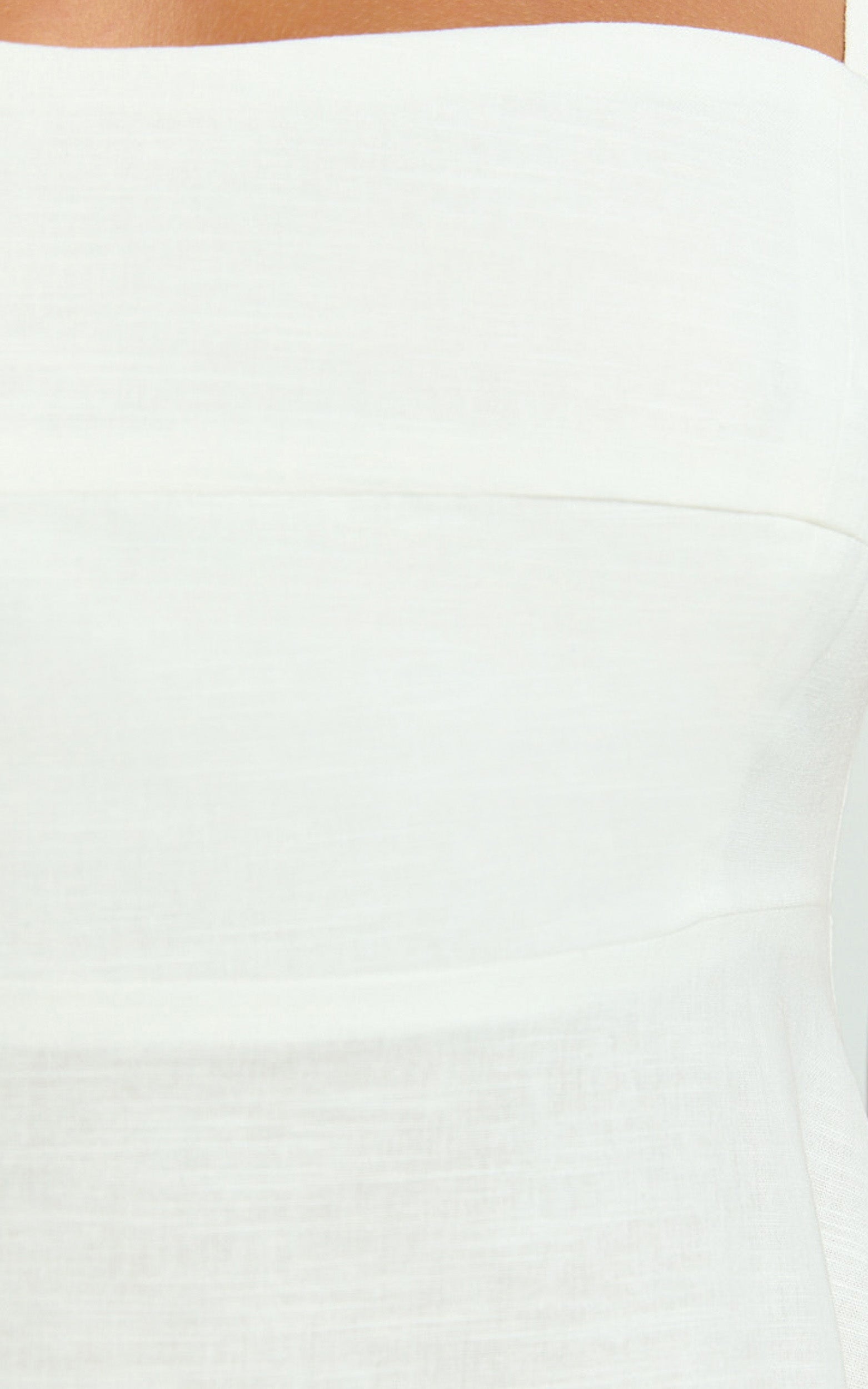 Brette Midi Dress - Linen Straight Neck Strappy Fit And Flare Dress in White