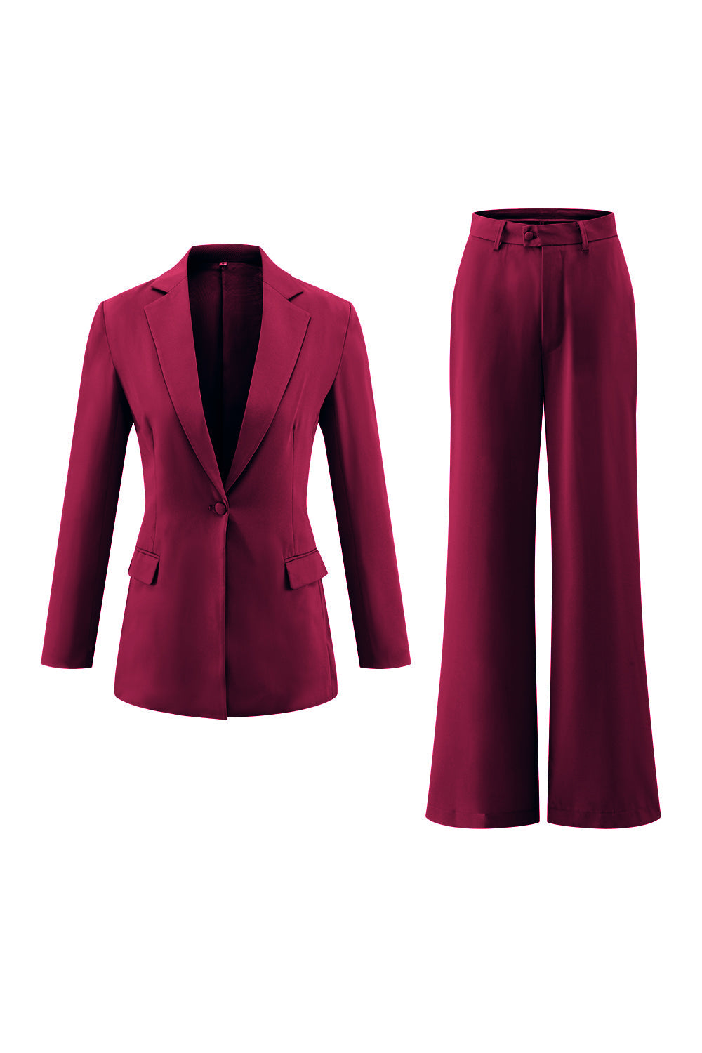 Fuchsia Long Sleeves 2 Piece Business Suits with Pockets