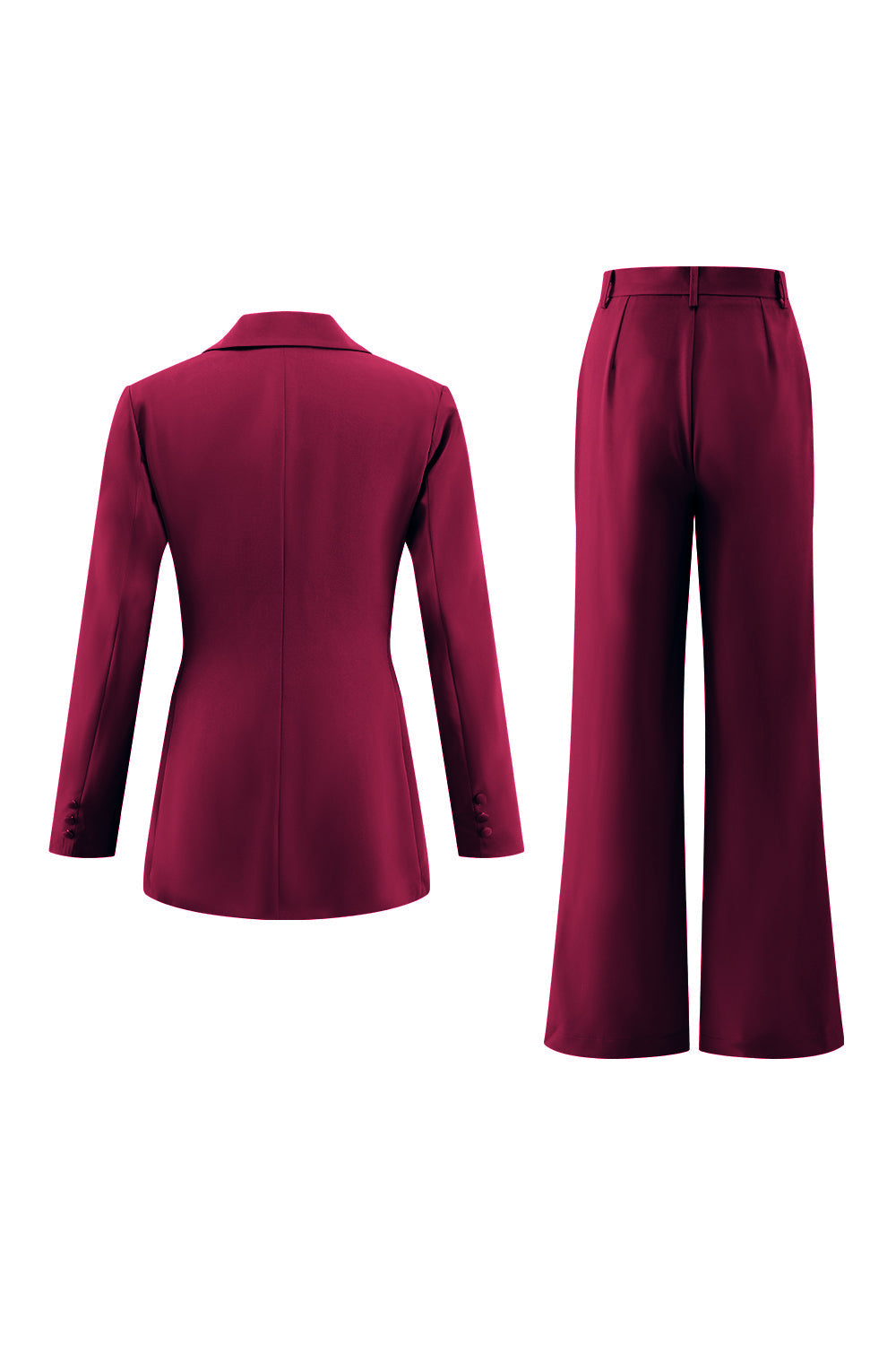 Fuchsia Long Sleeves 2 Piece Business Suits with Pockets