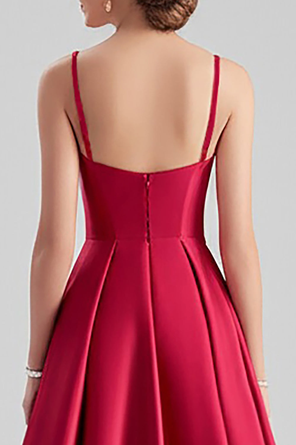 Black Satin A Line Spaghetti Straps Long Formal Dress