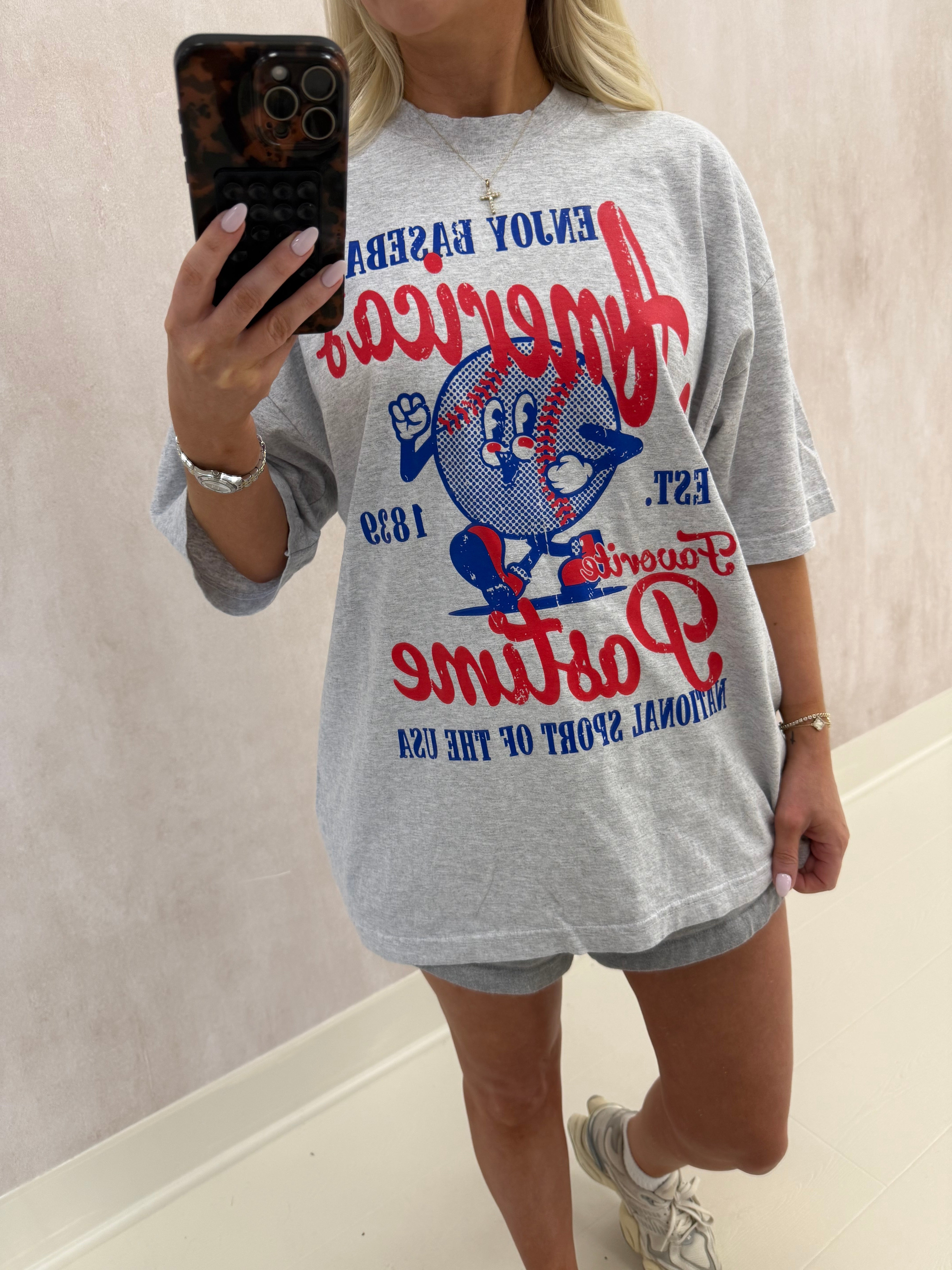 America's Favorite Past Time Tee -Ash Grey