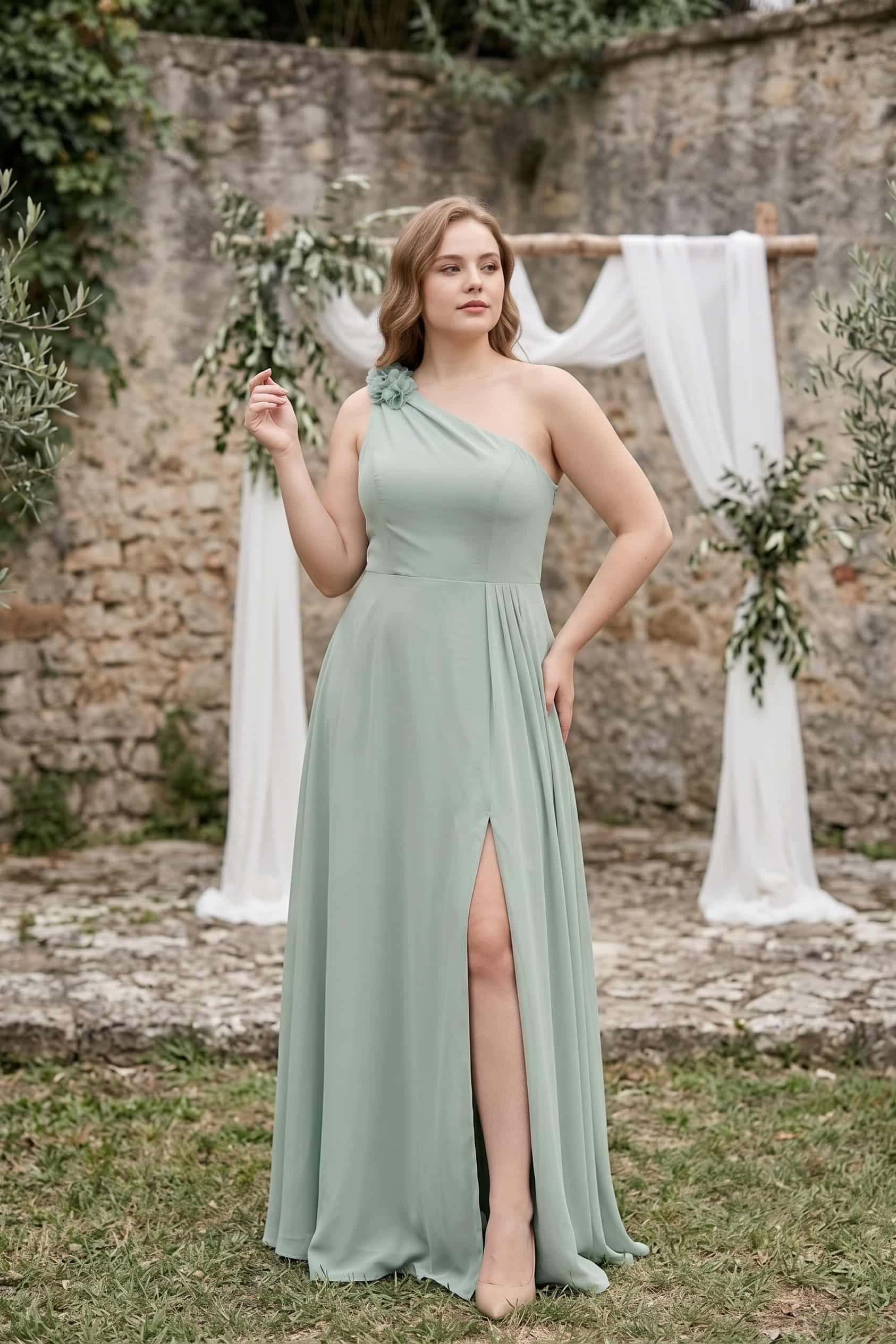 A-Line Floor Length Chiffon Bridesmaid Dress CB0707