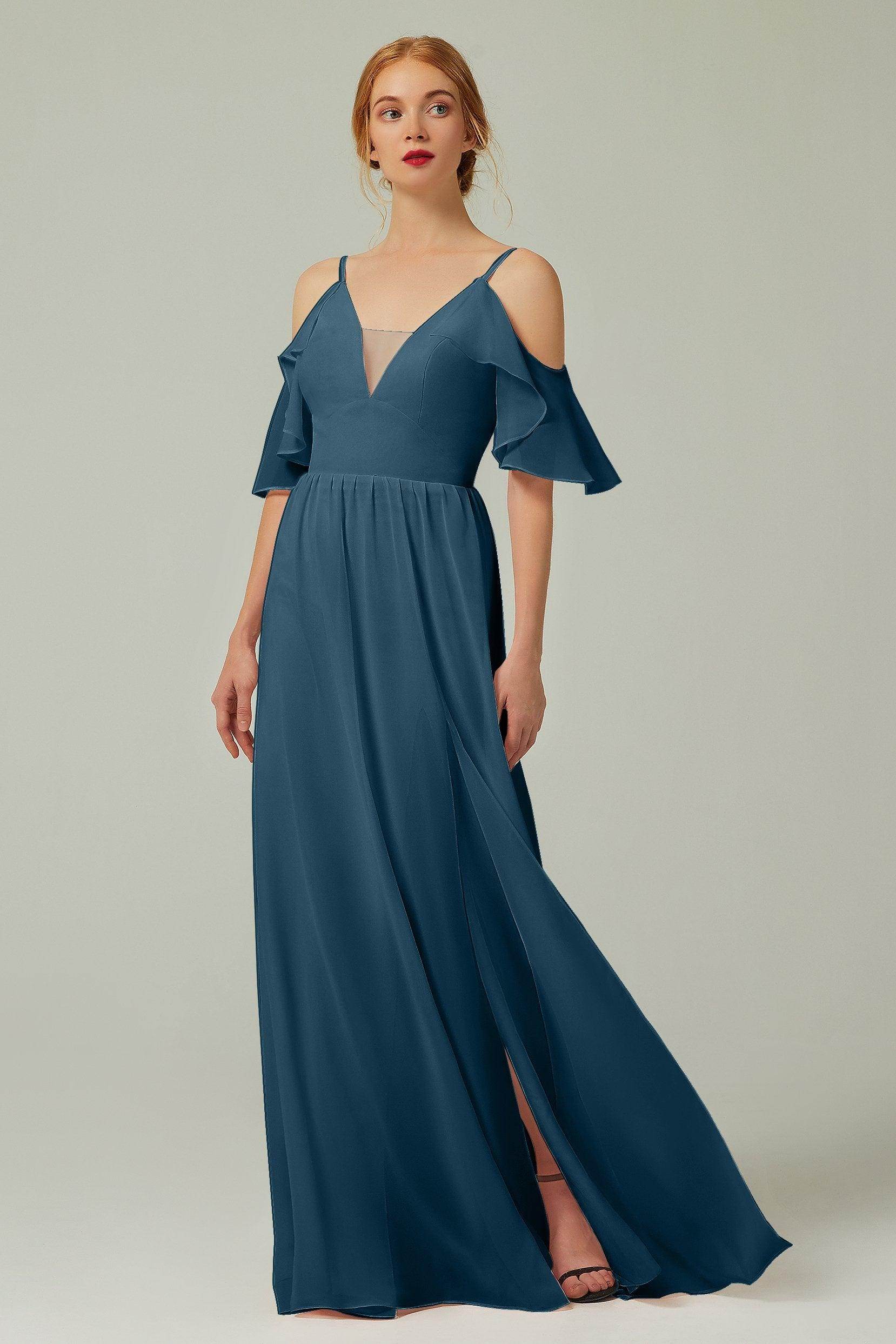 A-Line Floor Length Chiffon Bridesmaid Dress CB0236