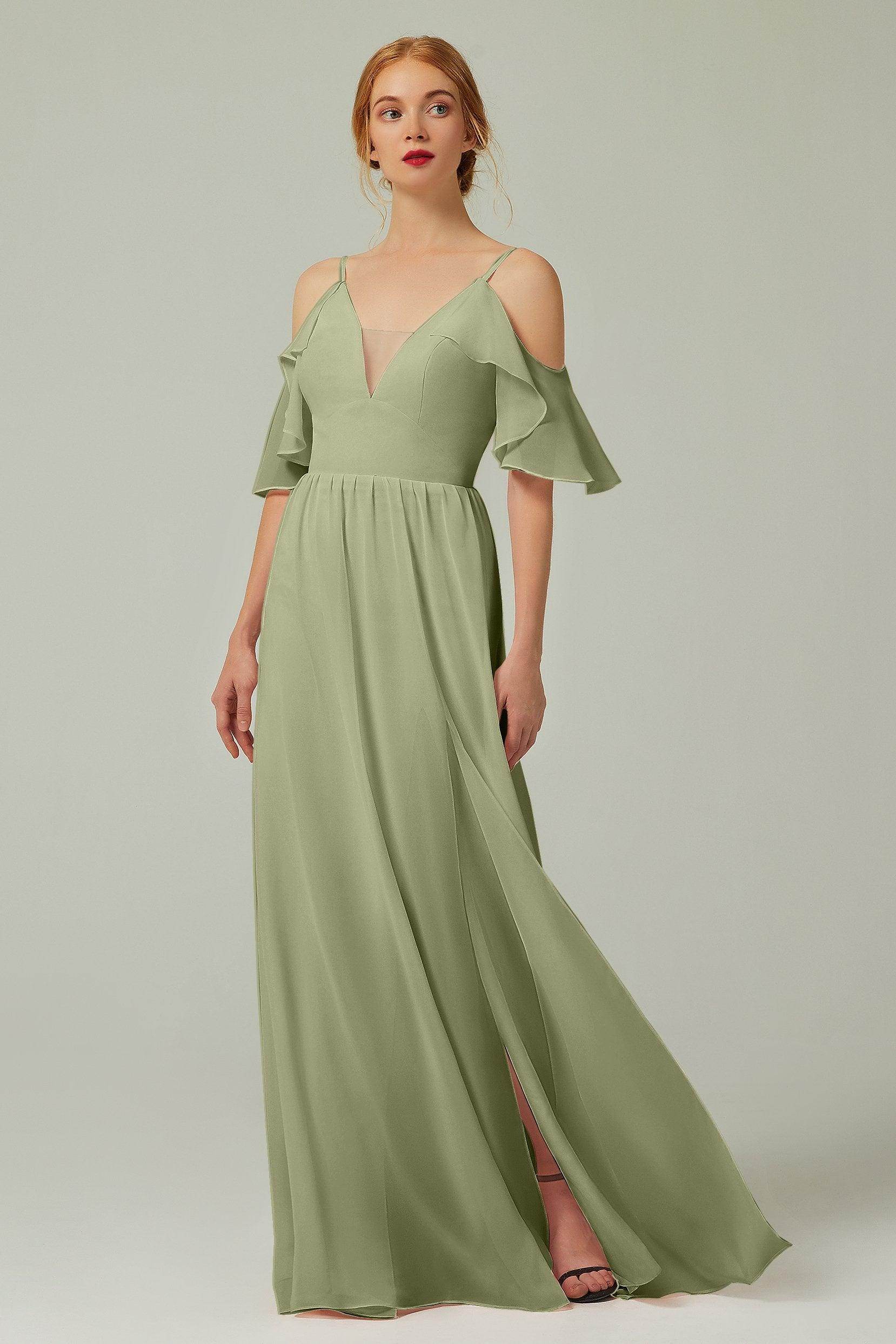 A-Line Floor Length Chiffon Bridesmaid Dress CB0236
