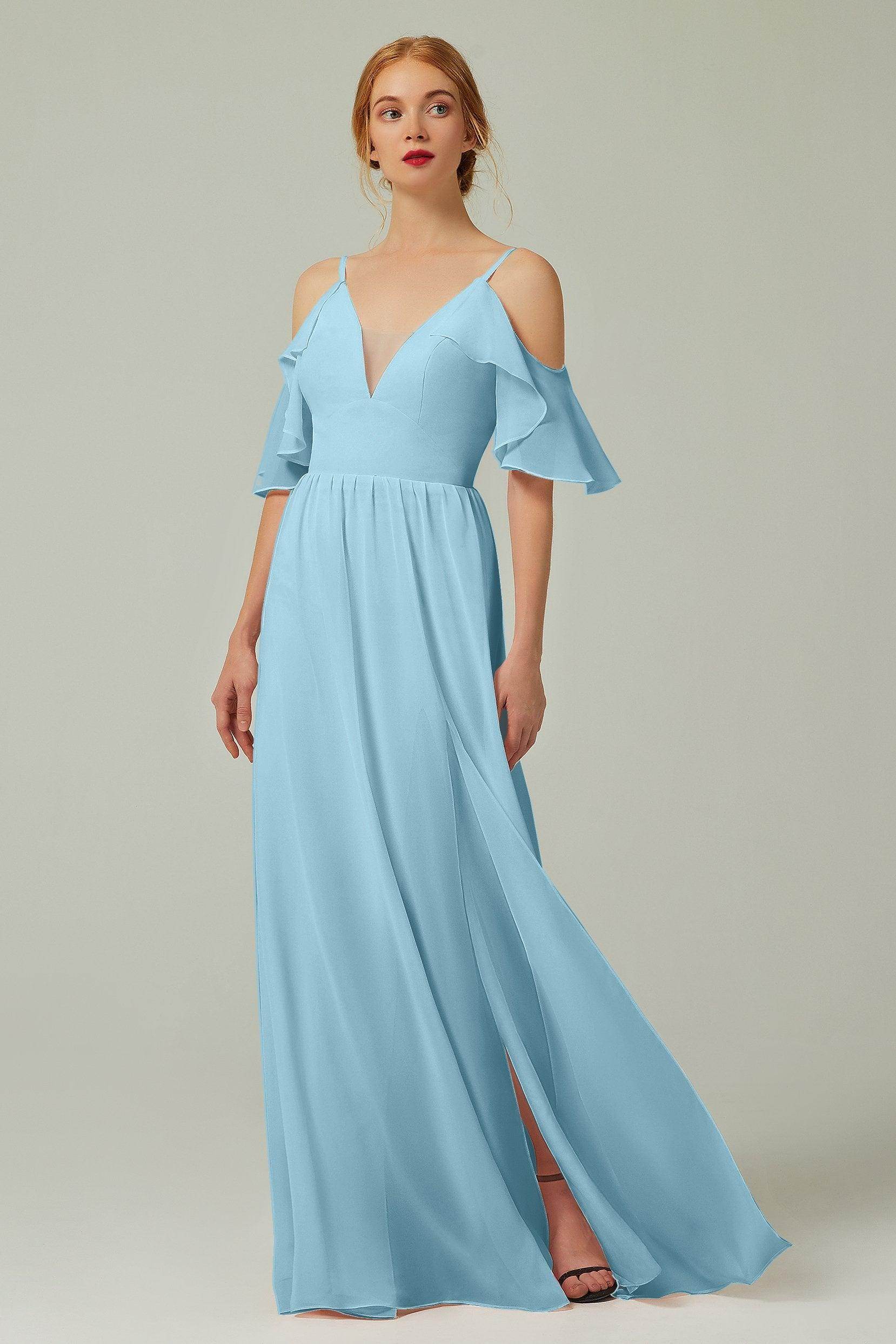 A-Line Floor Length Chiffon Bridesmaid Dress CB0236
